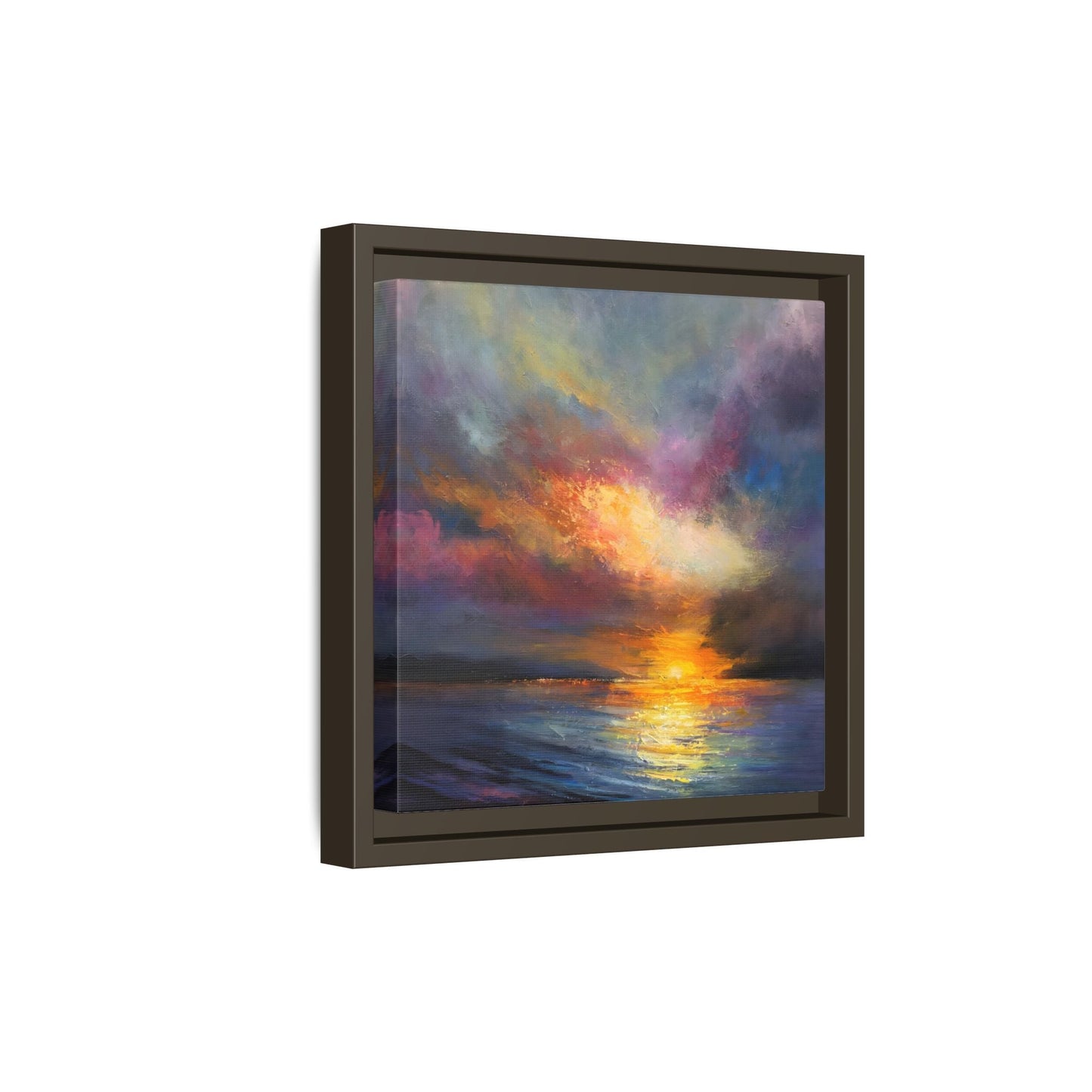 Ocean Sunset Canvas Wall Art, Contemporary Colorful Sea Print