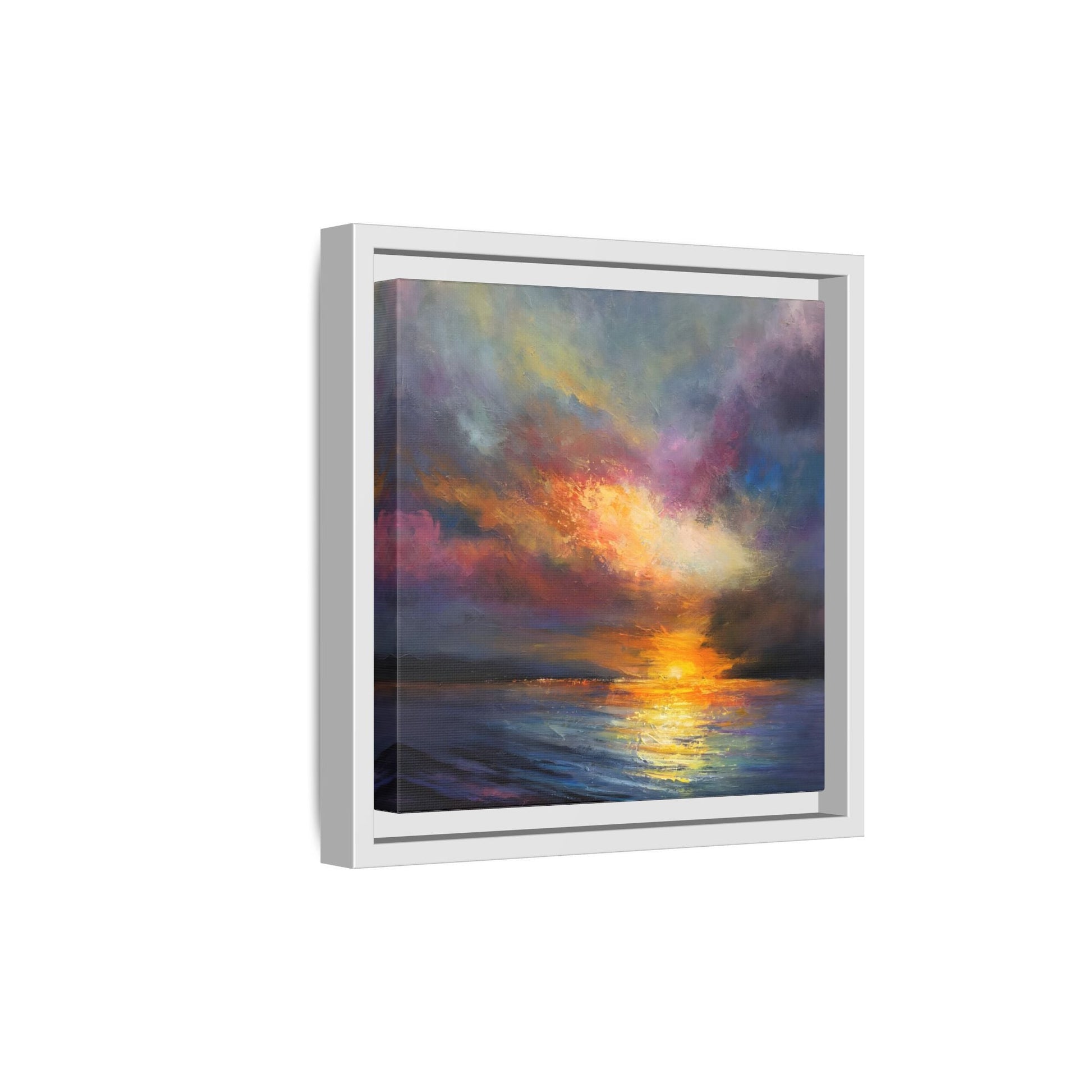 Ocean Sunset Canvas Wall Art, Contemporary Colorful Sea Print