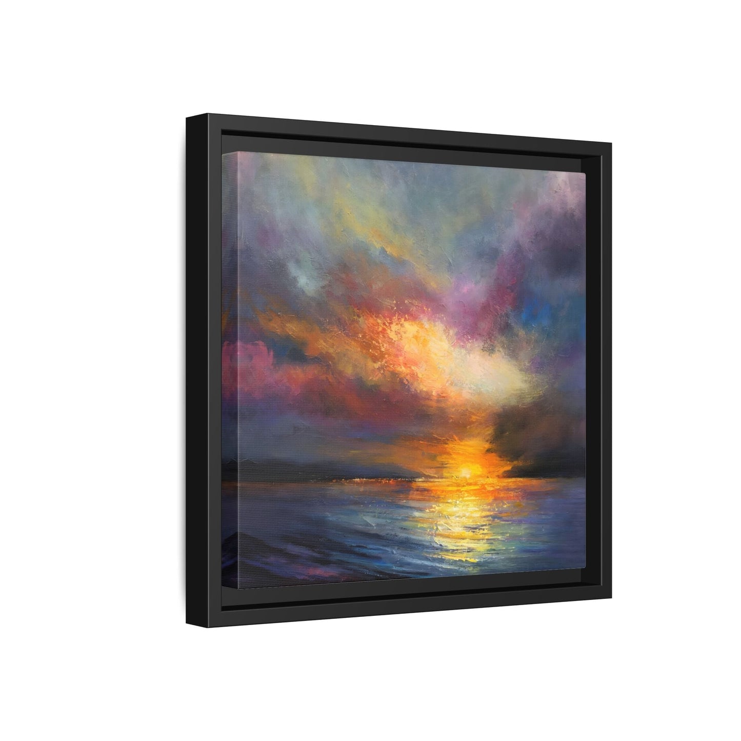 Ocean Sunset Canvas Wall Art, Contemporary Colorful Sea Print