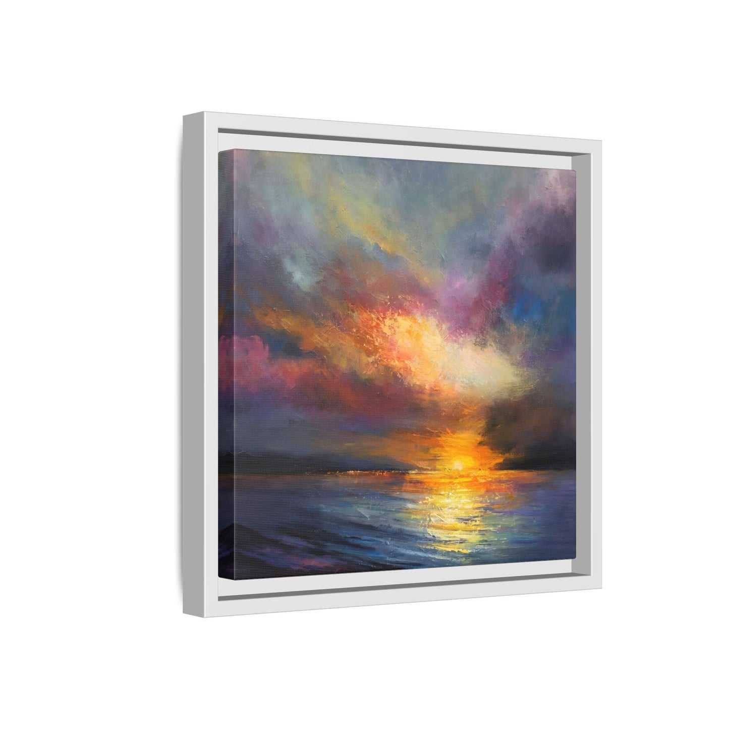 Ocean Sunset Canvas Wall Art, Contemporary Colorful Sea Print