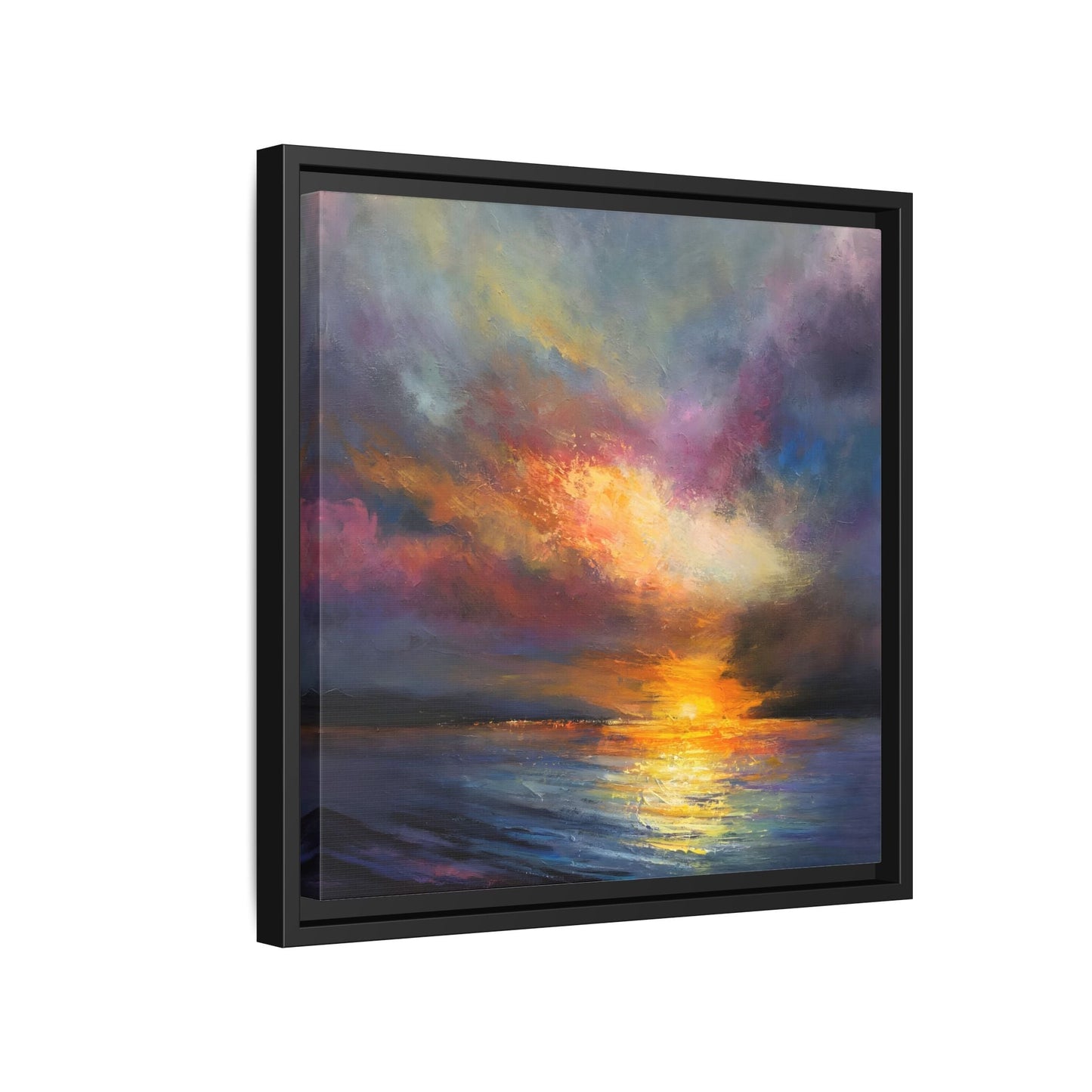 Ocean Sunset Canvas Wall Art, Contemporary Colorful Sea Print