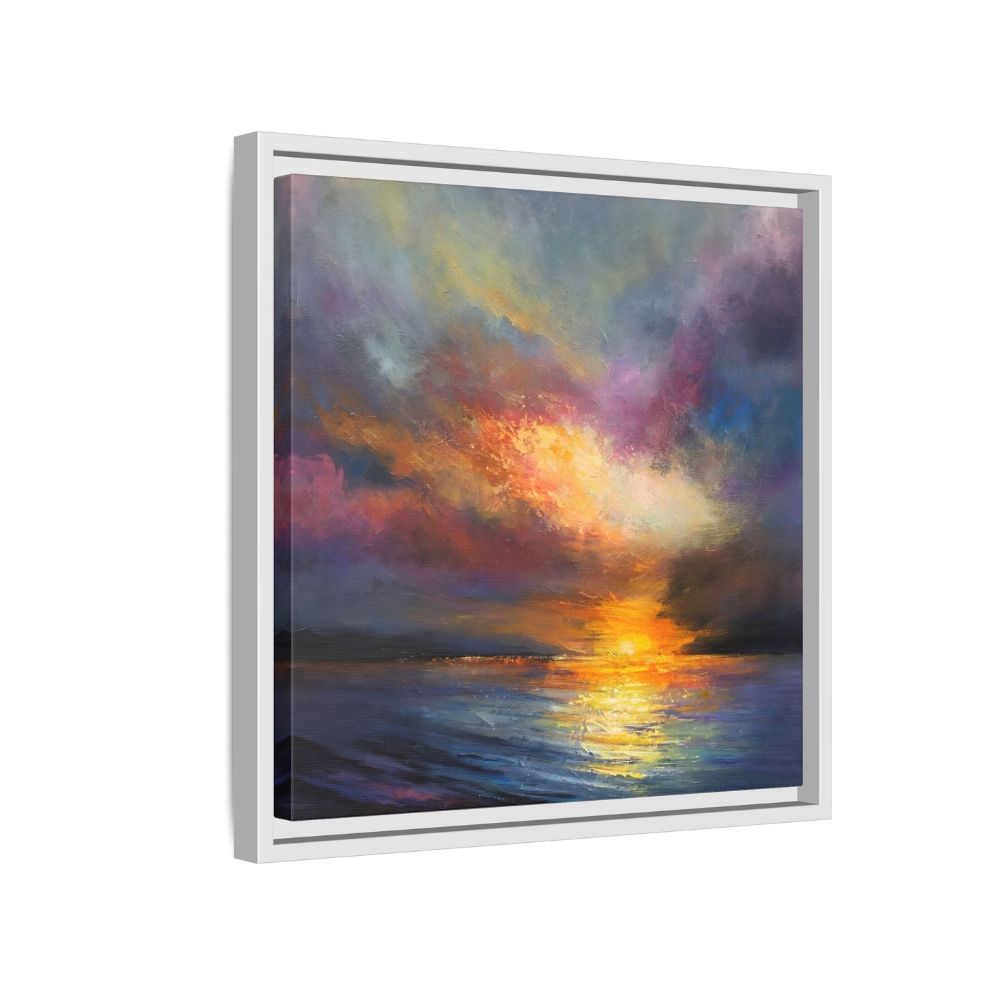 Ocean Sunset Canvas Wall Art, Contemporary Colorful Sea Print