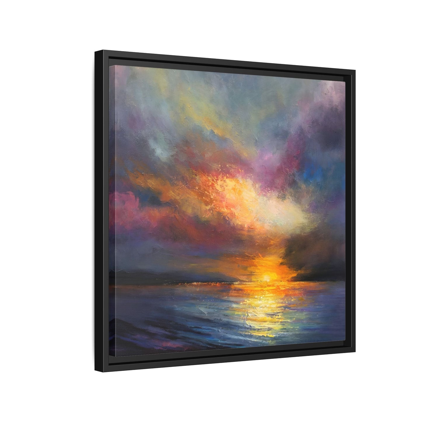 Ocean Sunset Canvas Wall Art, Contemporary Colorful Sea Print