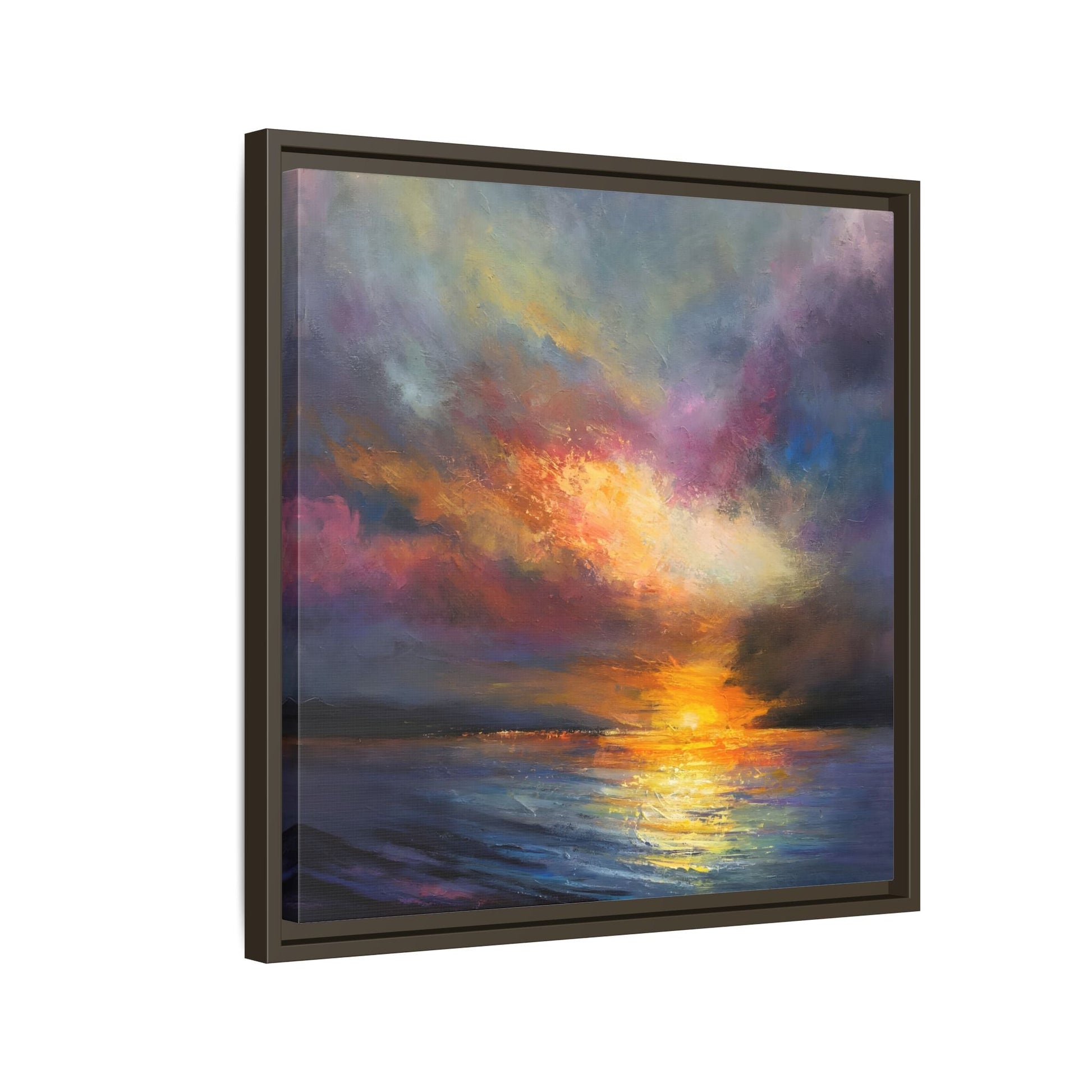 Ocean Sunset Canvas Wall Art, Contemporary Colorful Sea Print