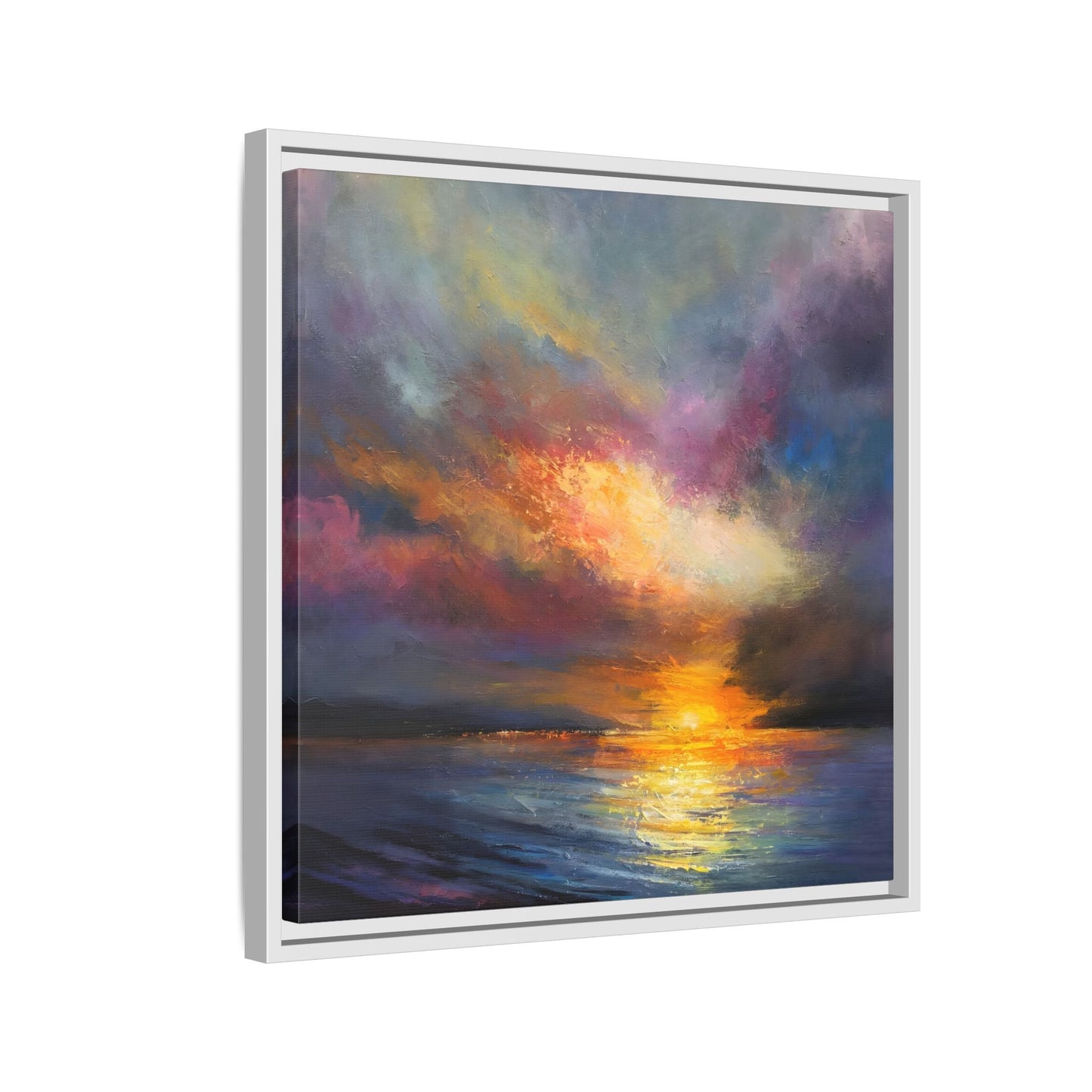 Ocean Sunset Canvas Wall Art, Contemporary Colorful Sea Print