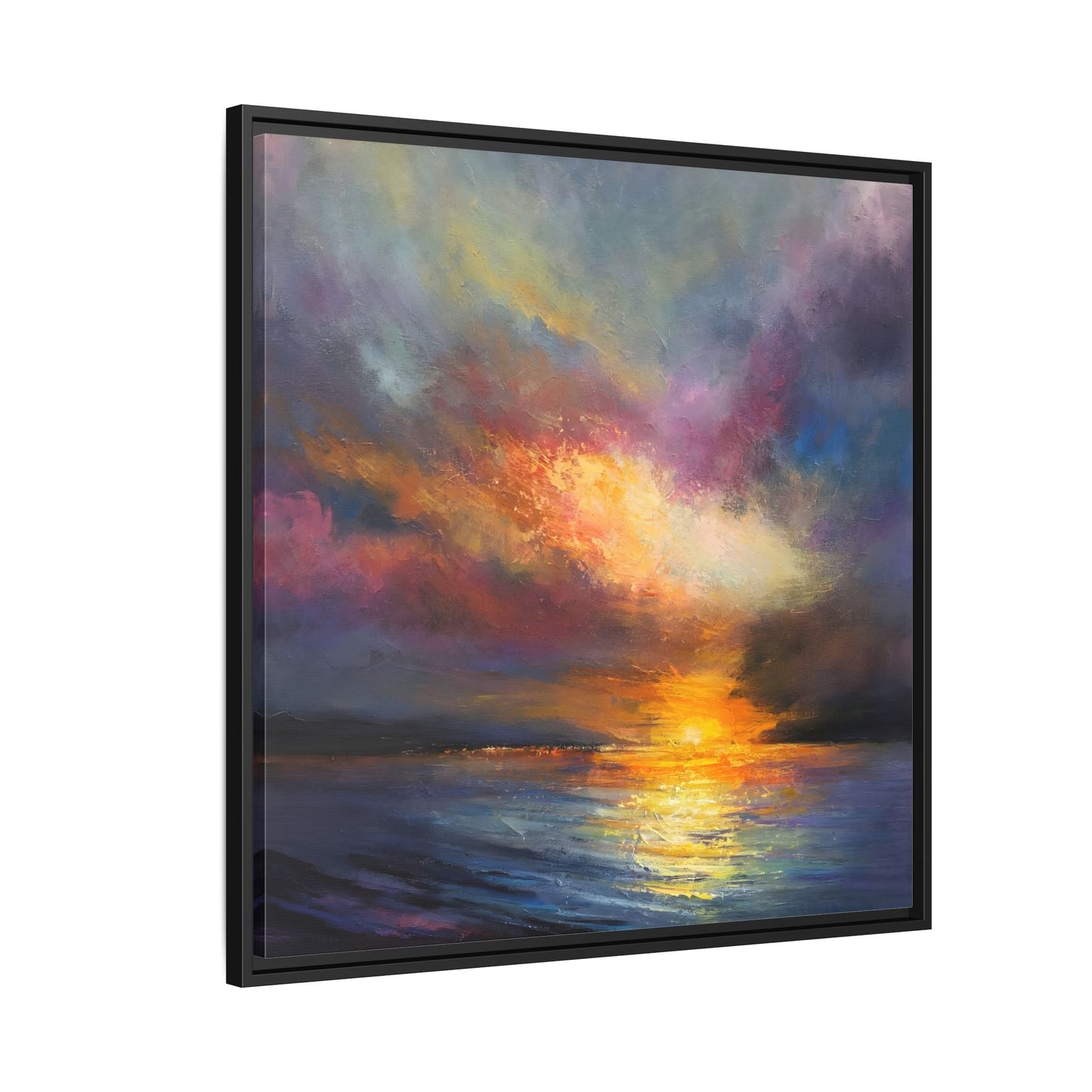 Ocean Sunset Canvas Wall Art, Contemporary Colorful Sea Print