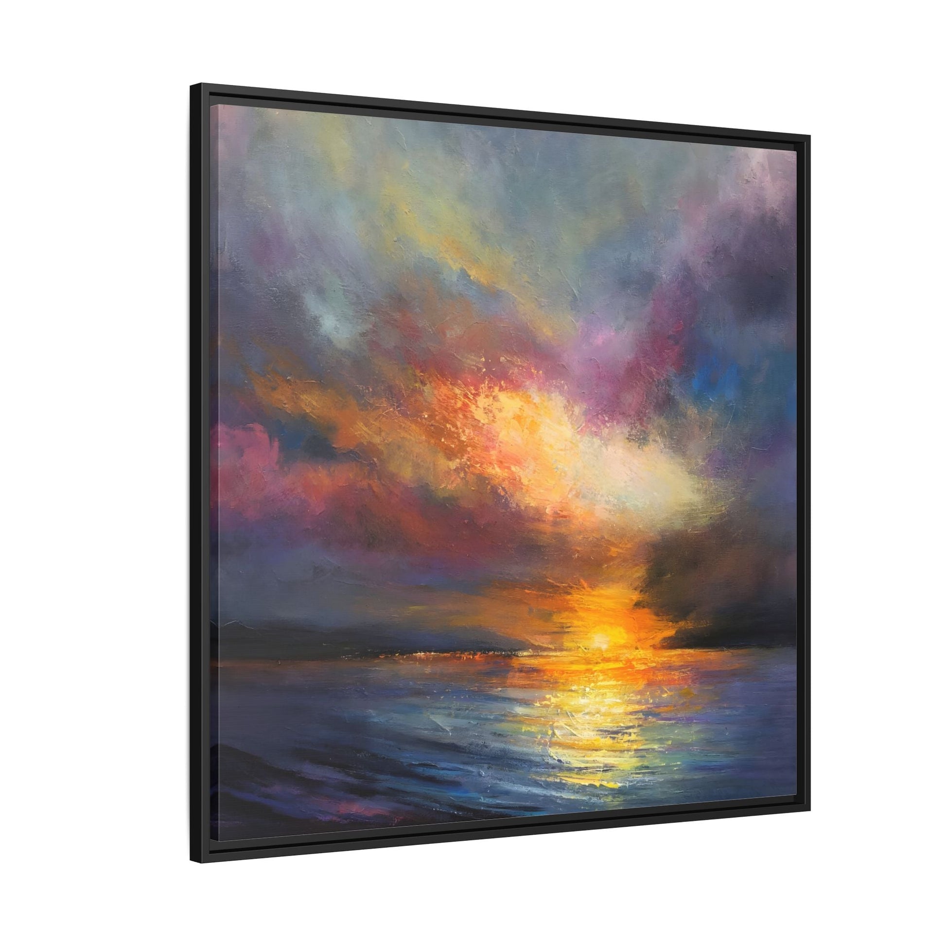 Ocean Sunset Canvas Wall Art, Contemporary Colorful Sea Print
