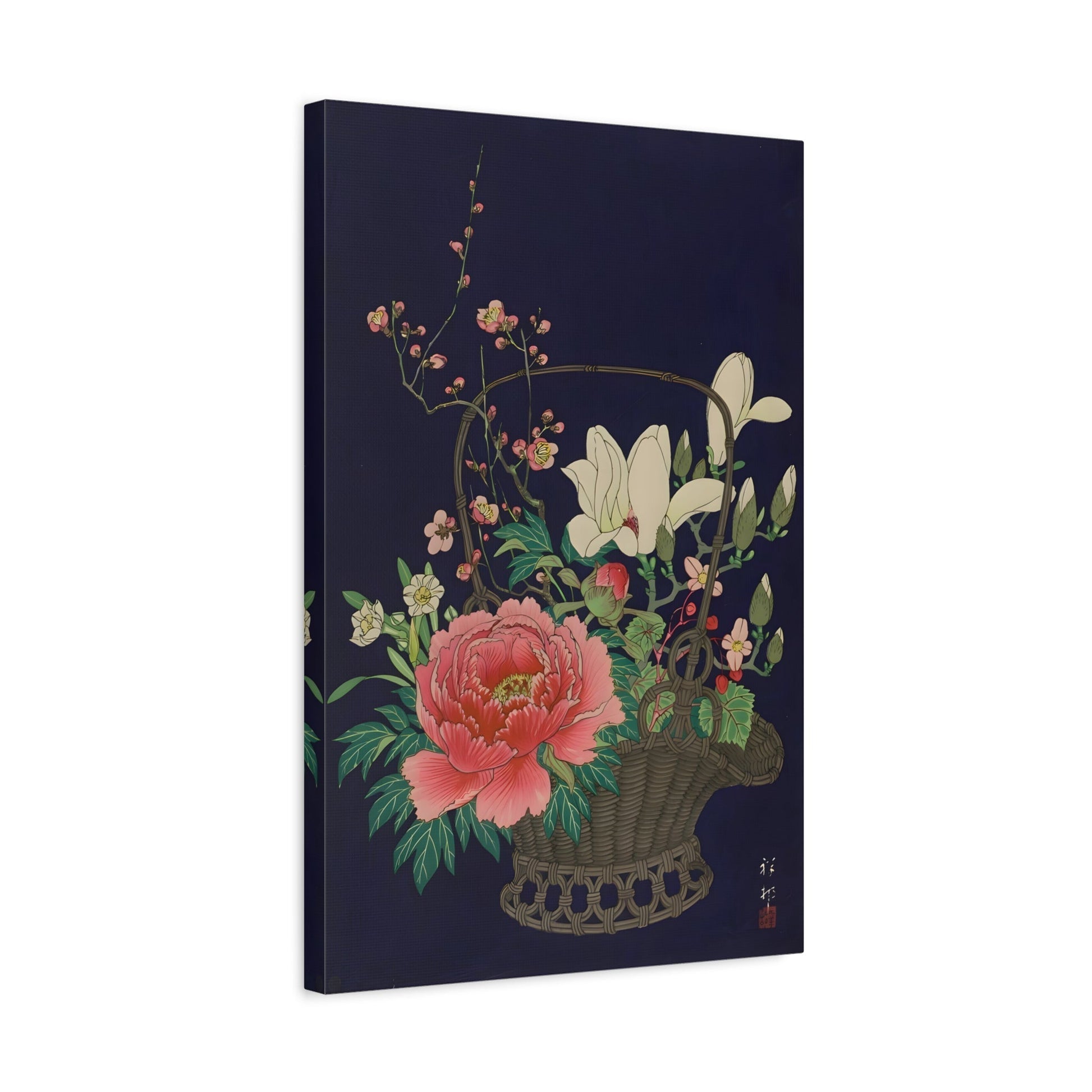 Ohara Koson Basket Various Flowers - Floral Canvas Wall Art Print