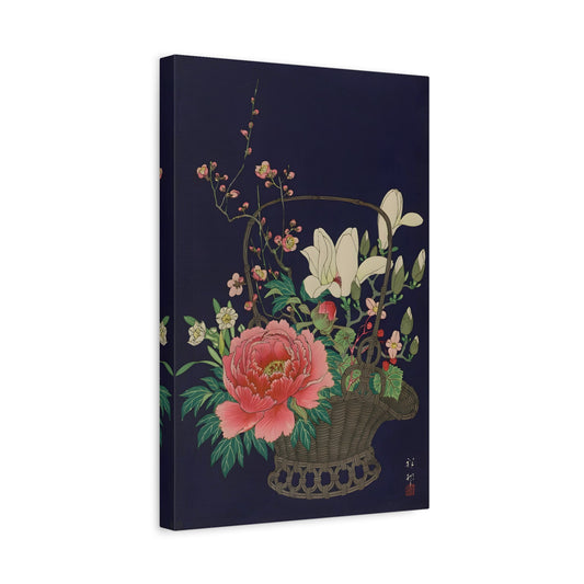 Ohara Koson Basket Various Flowers - Floral Canvas Wall Art Print