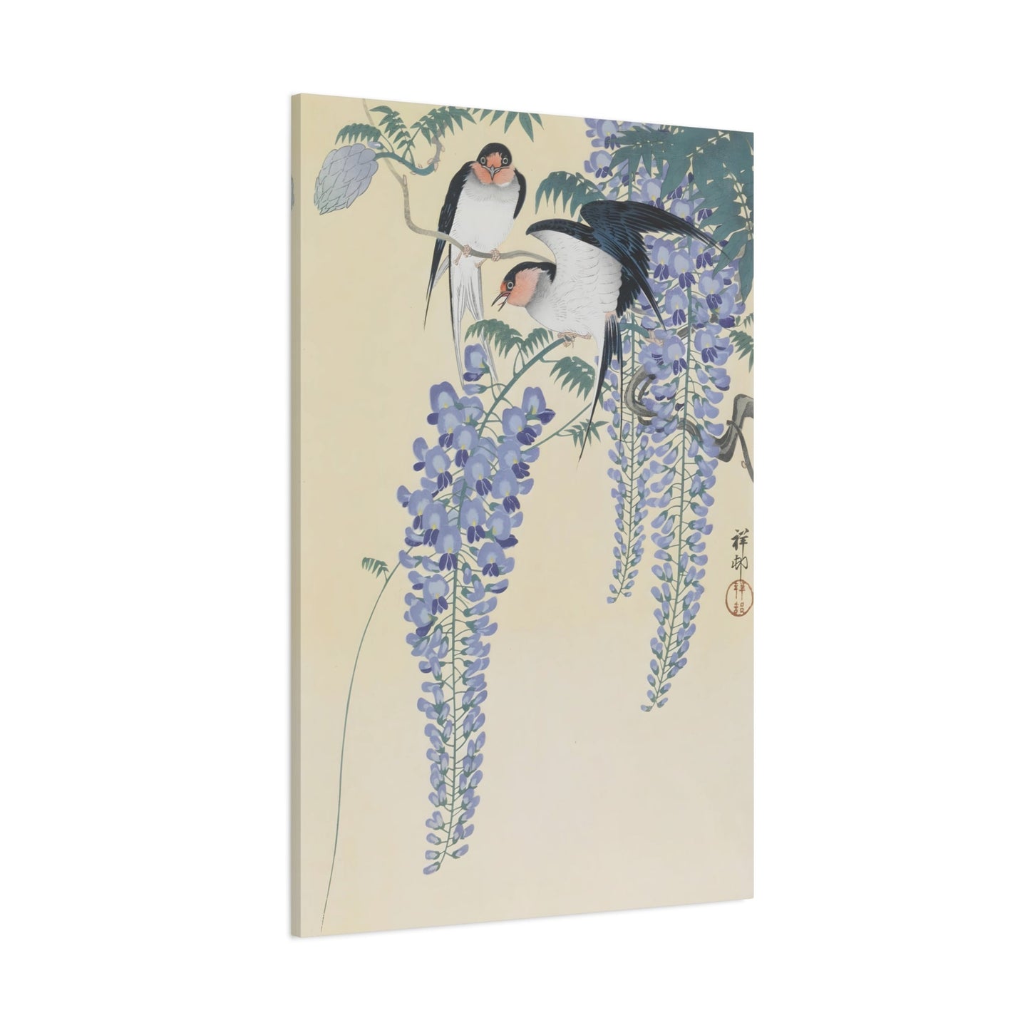 Ohara Koson Swallows and Wisteria - Canvas Wall Art Print Reproduction