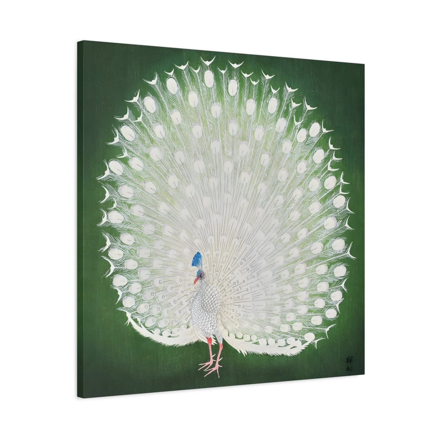 Ohara Koson White Peacock - Square Canvas Wall Art Print