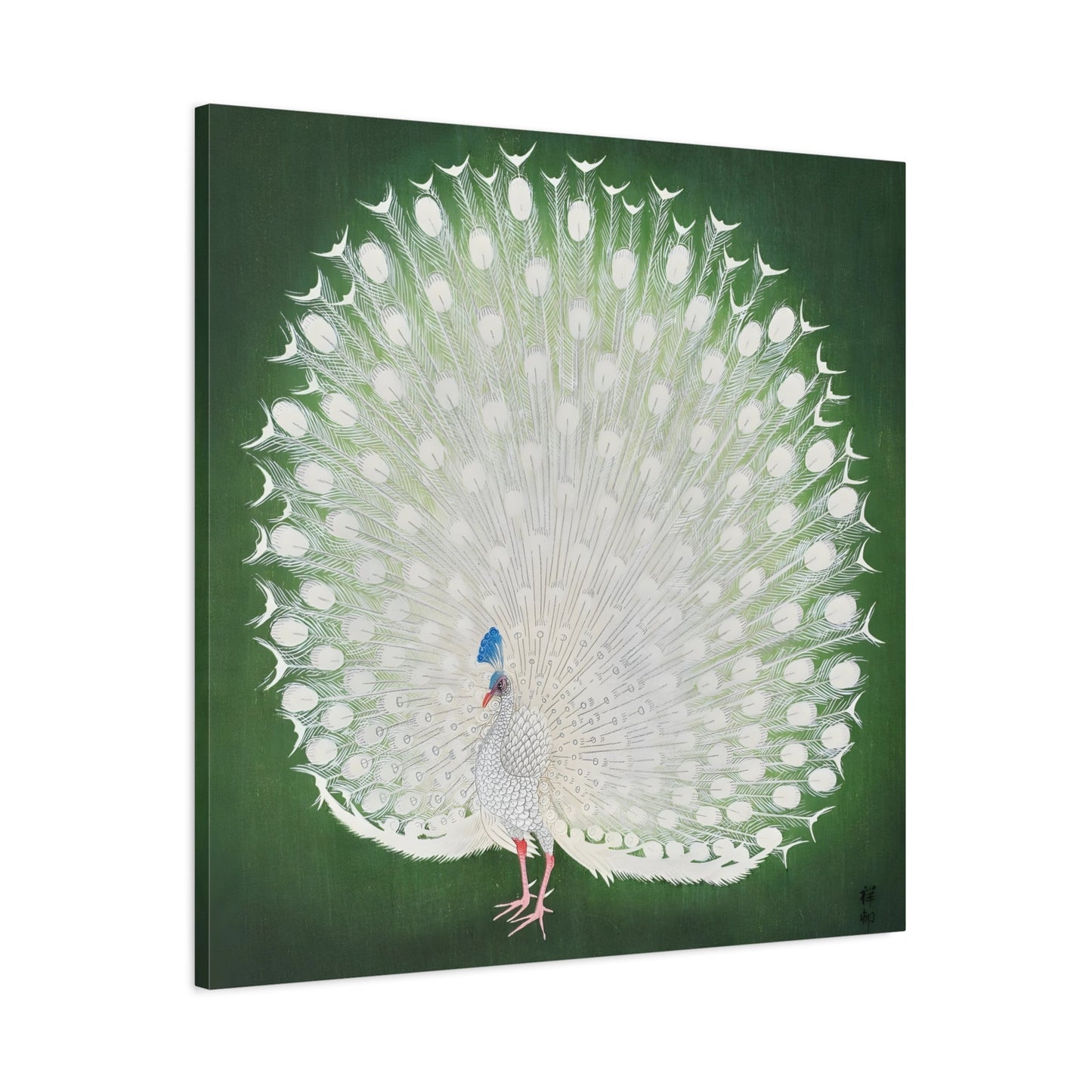 Ohara Koson White Peacock - Square Canvas Wall Art Print