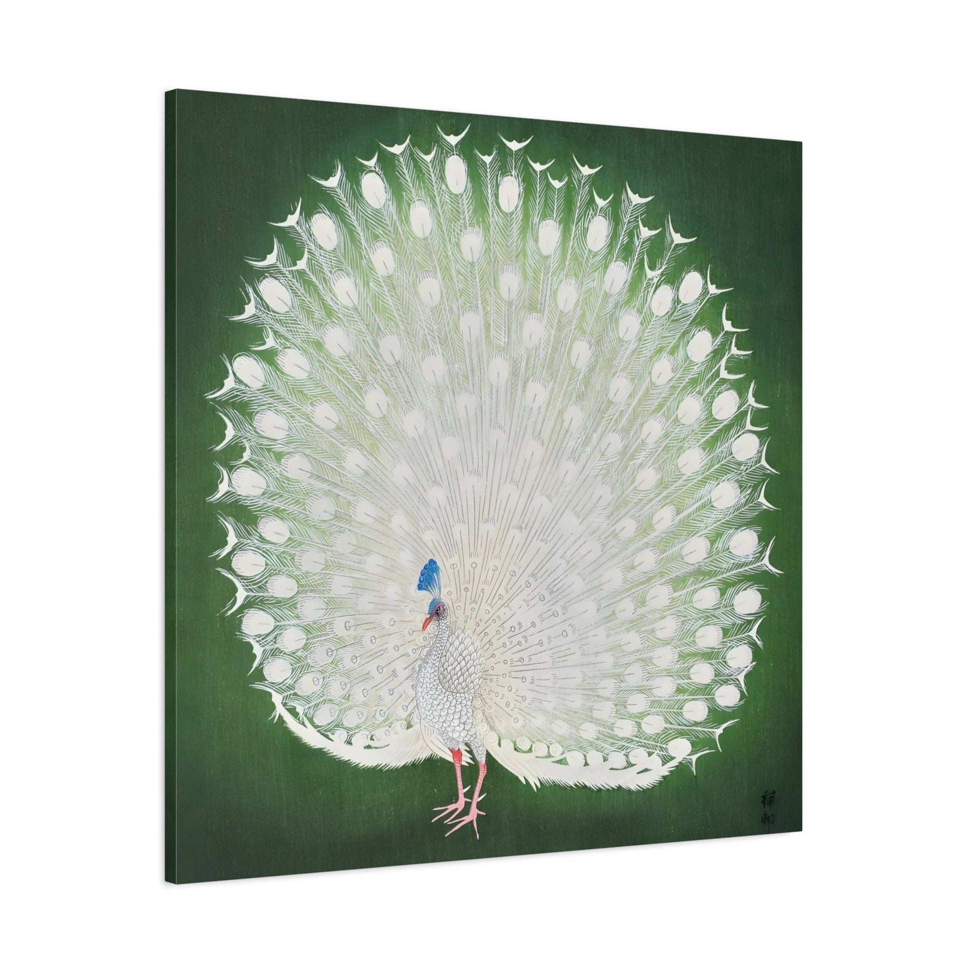 Ohara Koson White Peacock - Square Canvas Wall Art Print