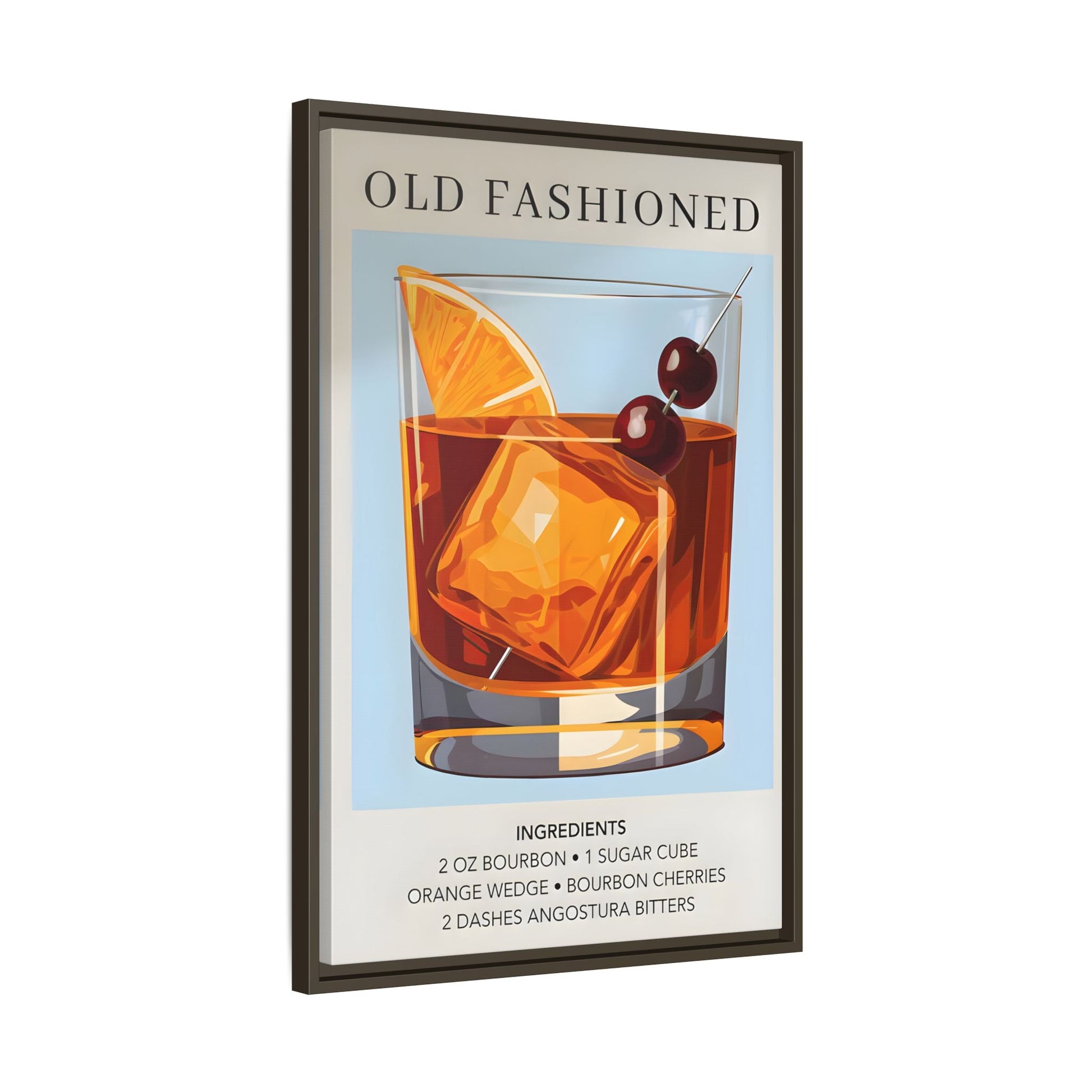Old Fashioned Cocktail Canvas Print - Framed Wall Art for Home Bar Décor