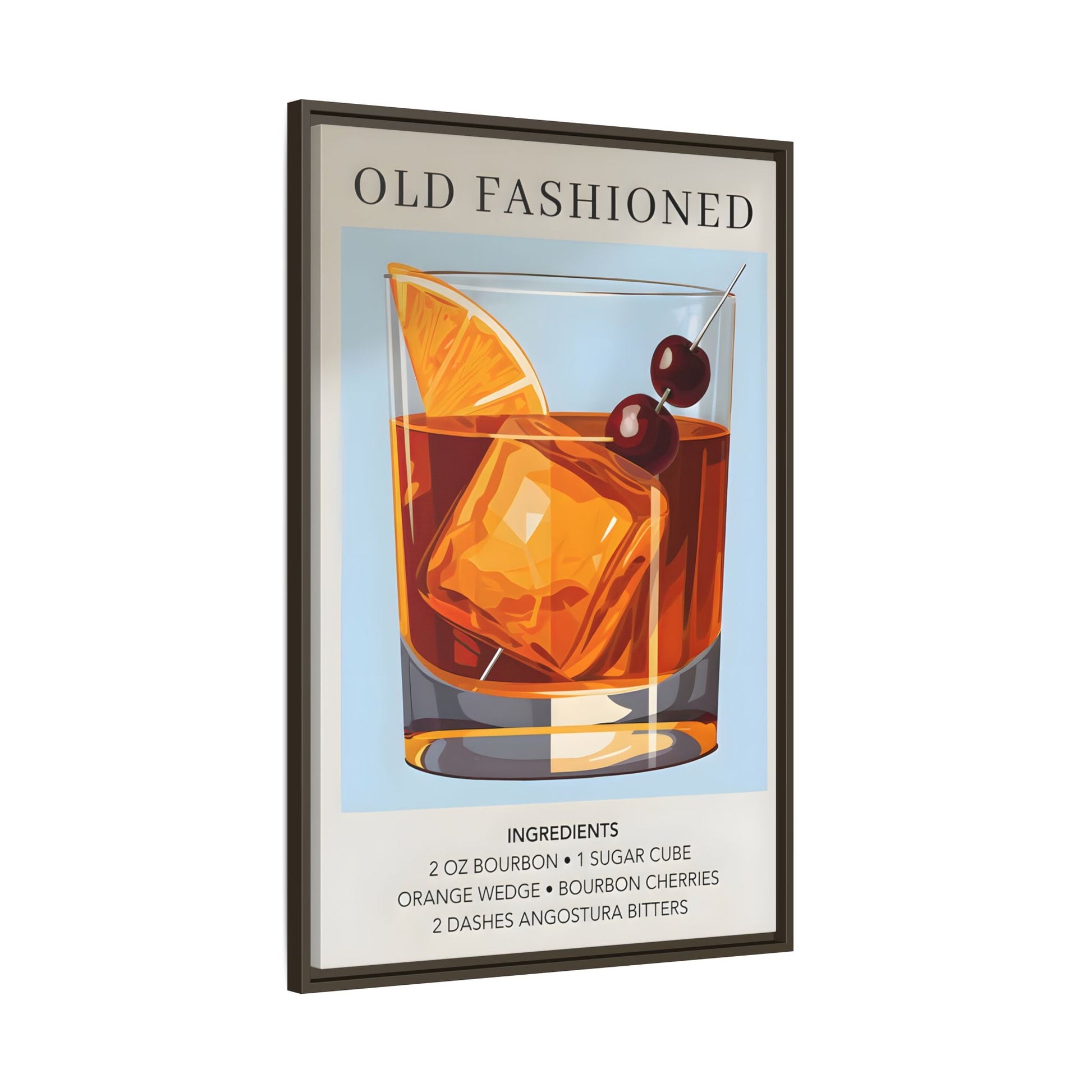 Old Fashioned Cocktail Canvas Print - Framed Wall Art for Home Bar Décor