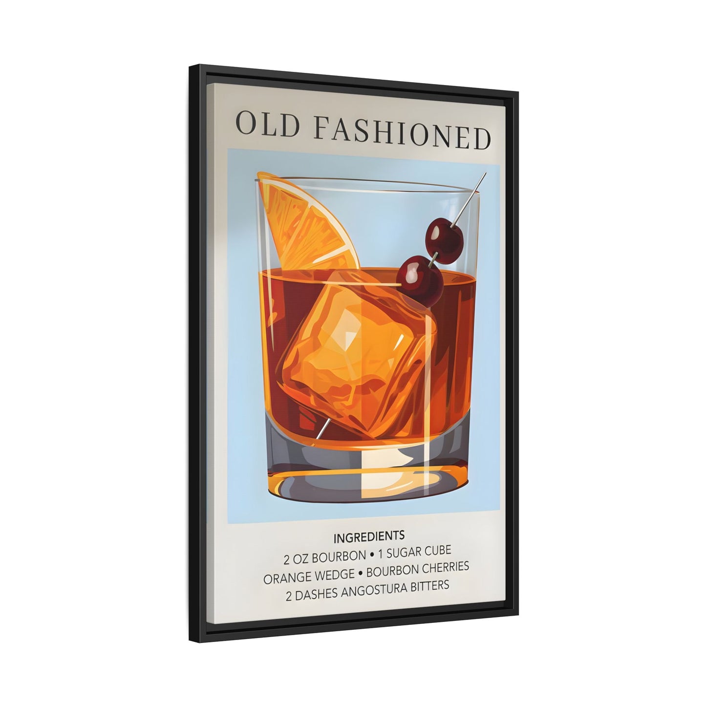 Old Fashioned Cocktail Canvas Print - Framed Wall Art for Home Bar Décor