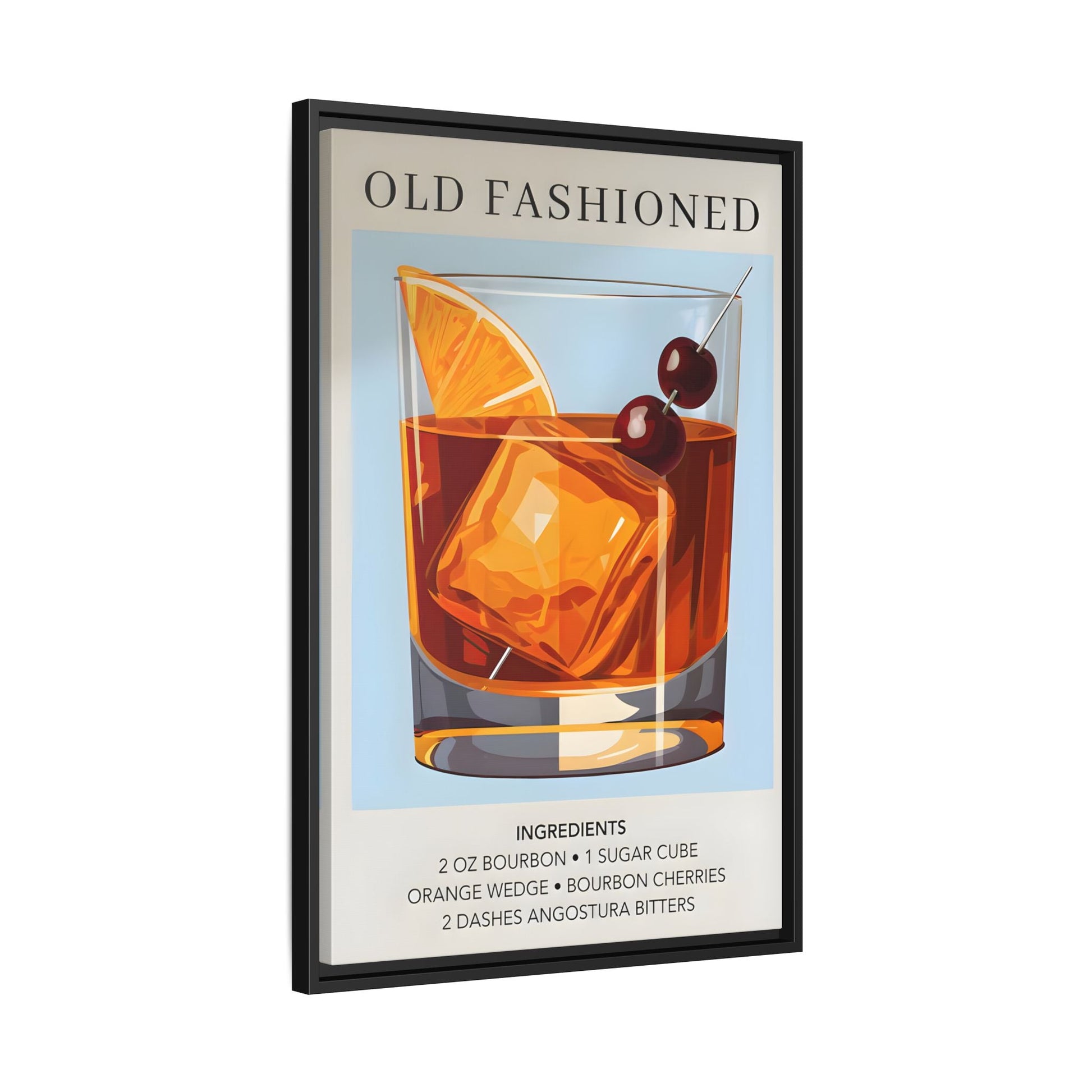 Old Fashioned Cocktail Canvas Print - Framed Wall Art for Home Bar Décor