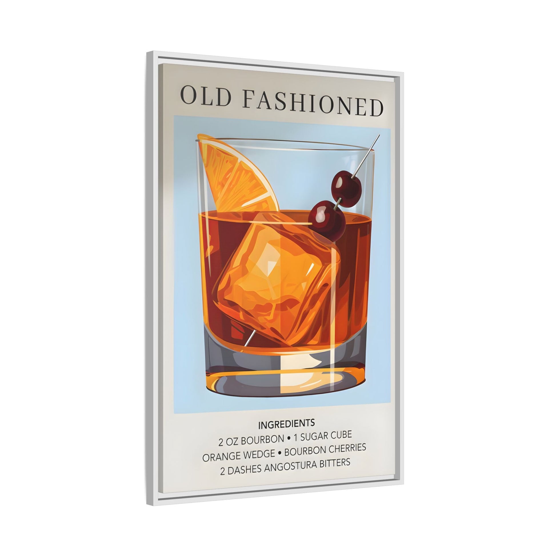 Old Fashioned Cocktail Canvas Print - Framed Wall Art for Home Bar Décor