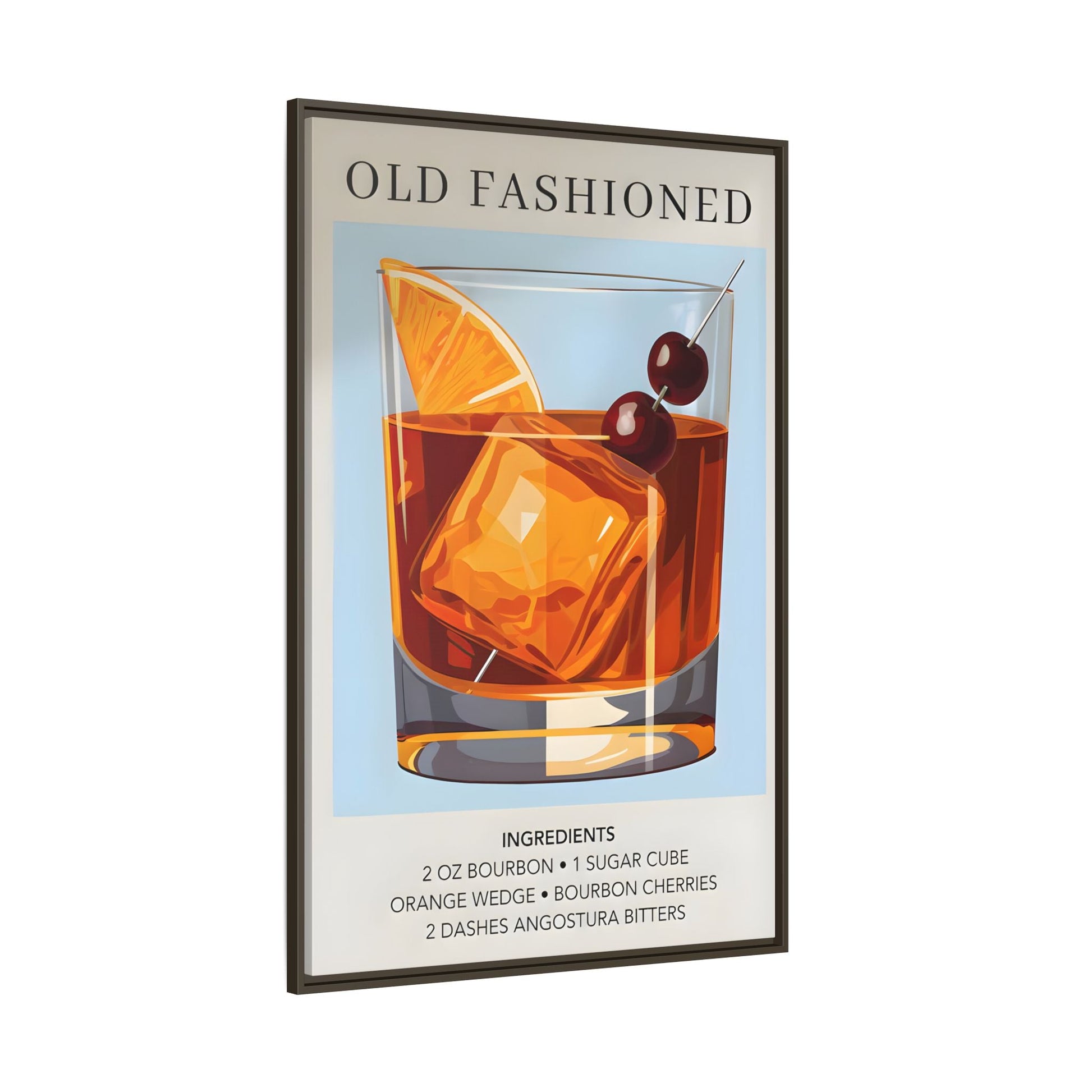 Old Fashioned Cocktail Canvas Print - Framed Wall Art for Home Bar Décor