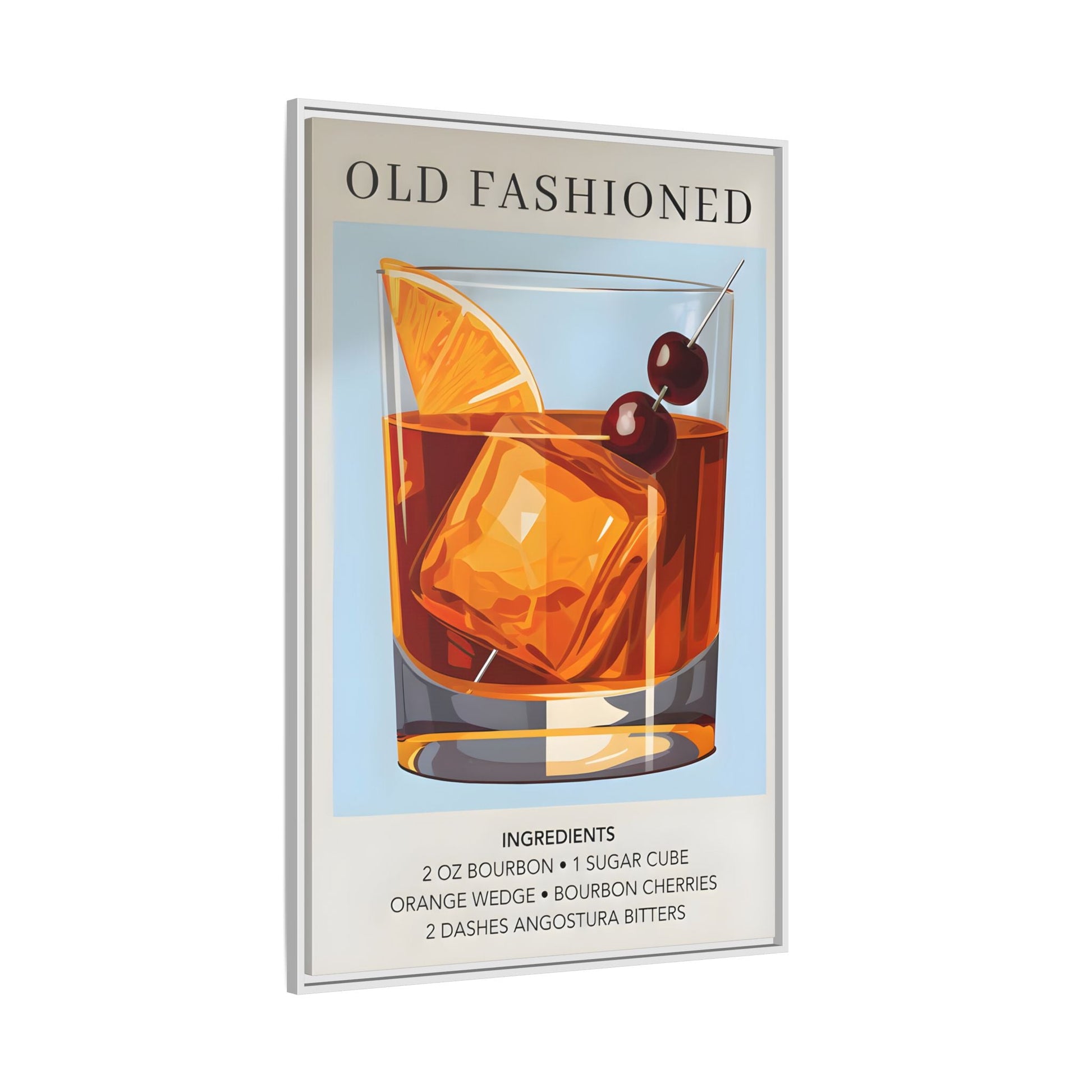 Old Fashioned Cocktail Canvas Print - Framed Wall Art for Home Bar Décor