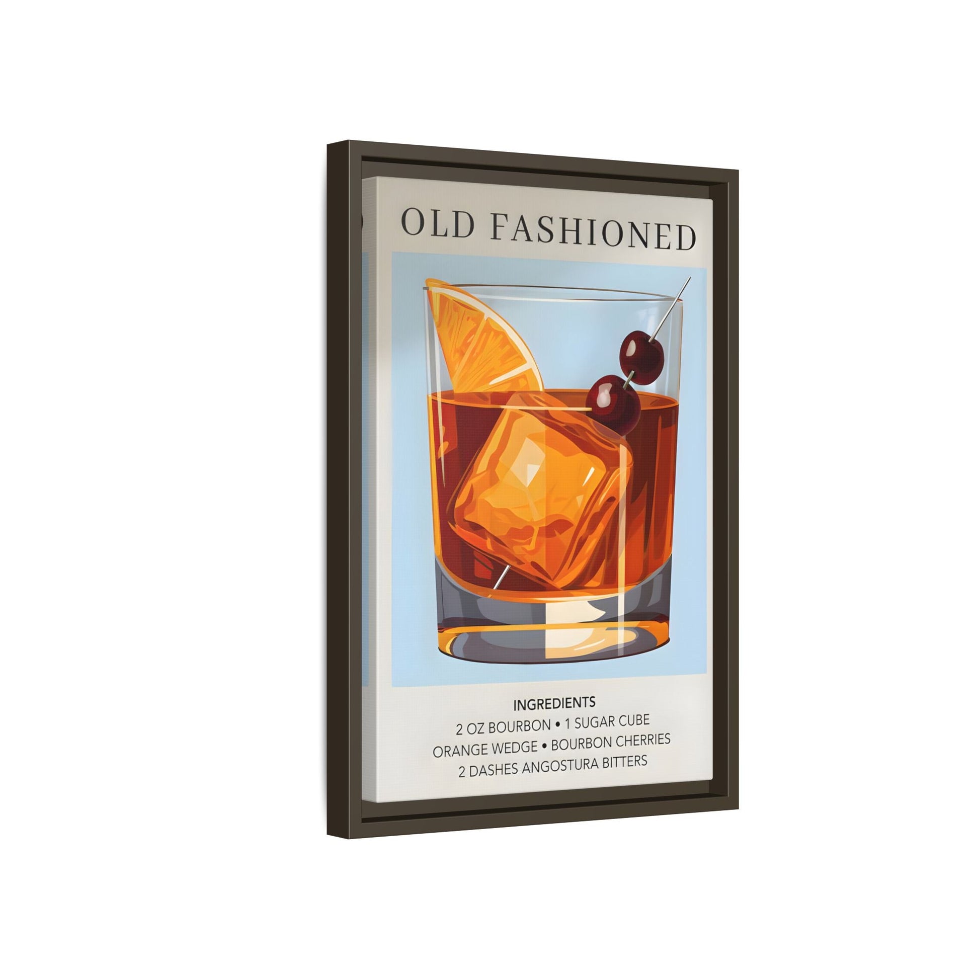 Old Fashioned Cocktail Canvas Print - Framed Wall Art for Home Bar Décor