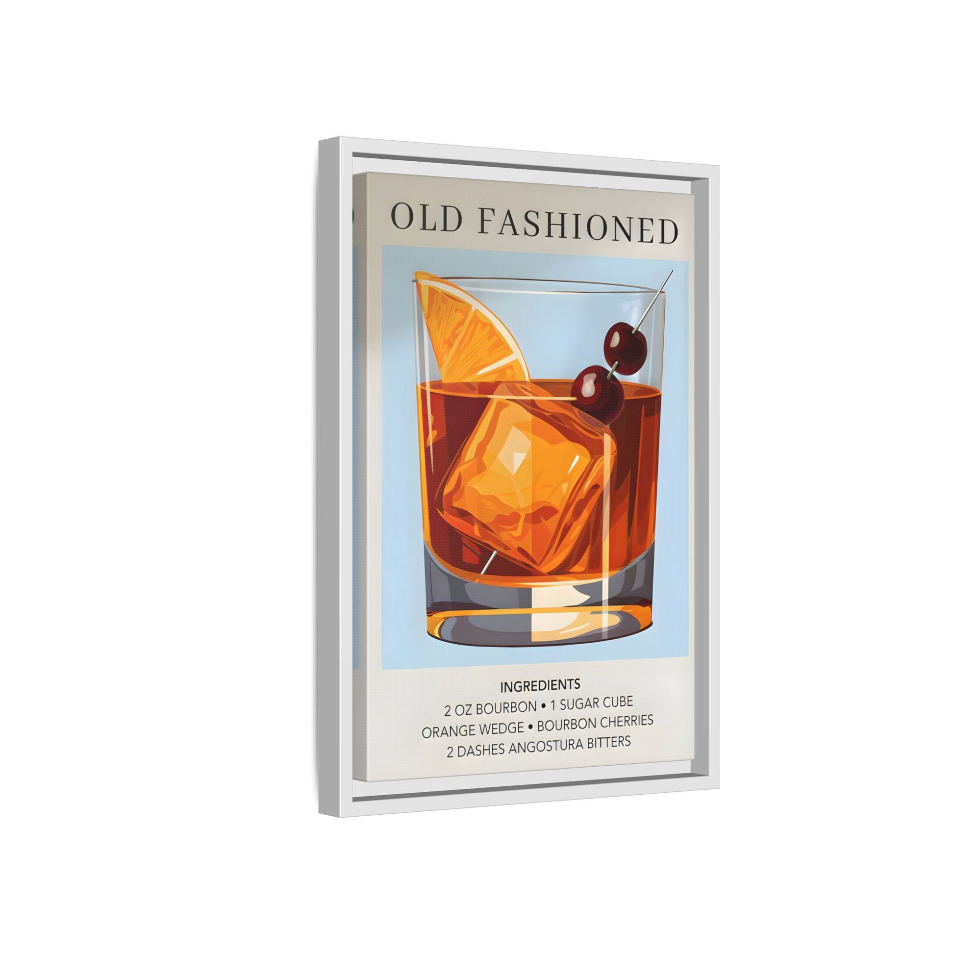 Old Fashioned Cocktail Canvas Print - Framed Wall Art for Home Bar Décor