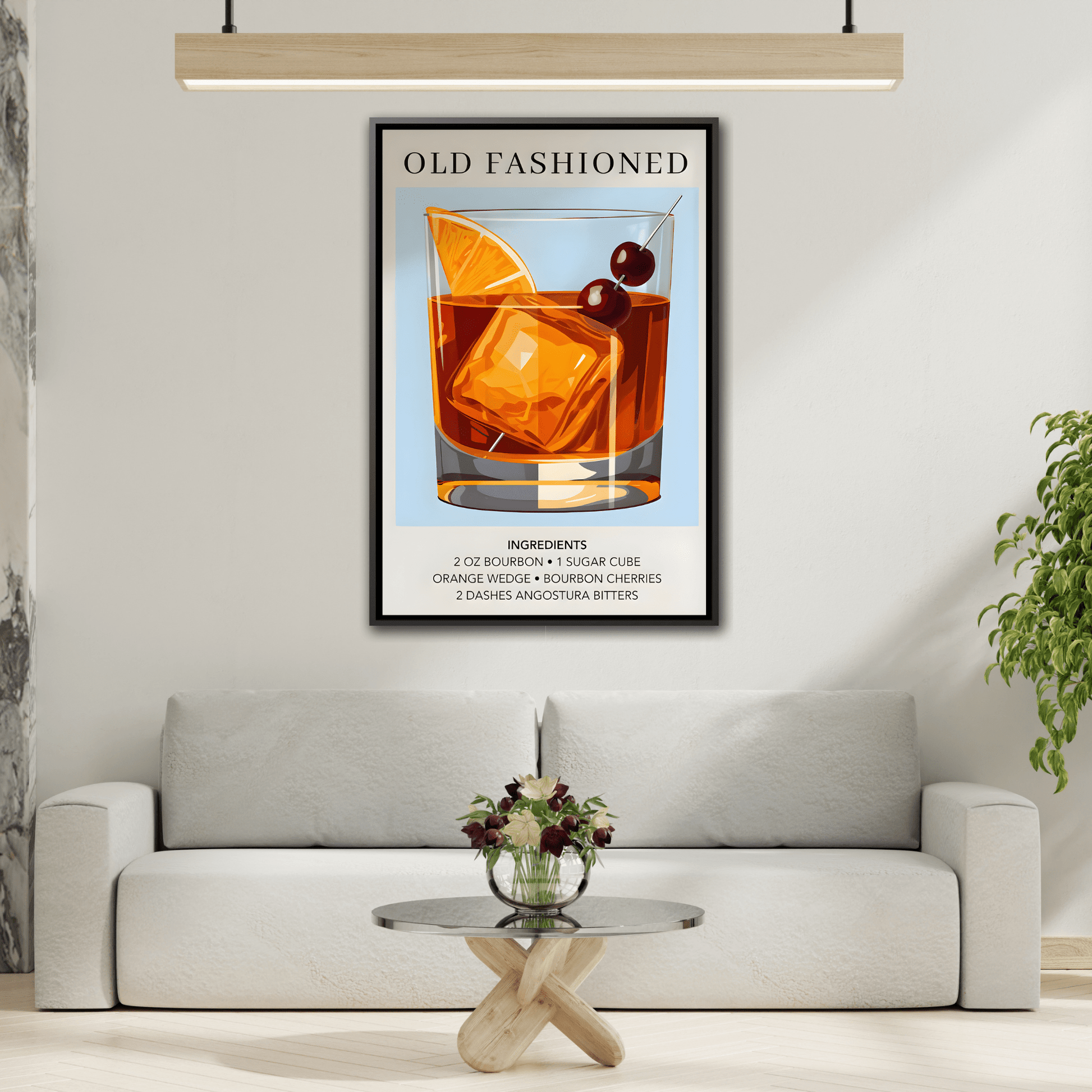 Old Fashioned Cocktail Canvas Print - Framed Wall Art for Home Bar Décor