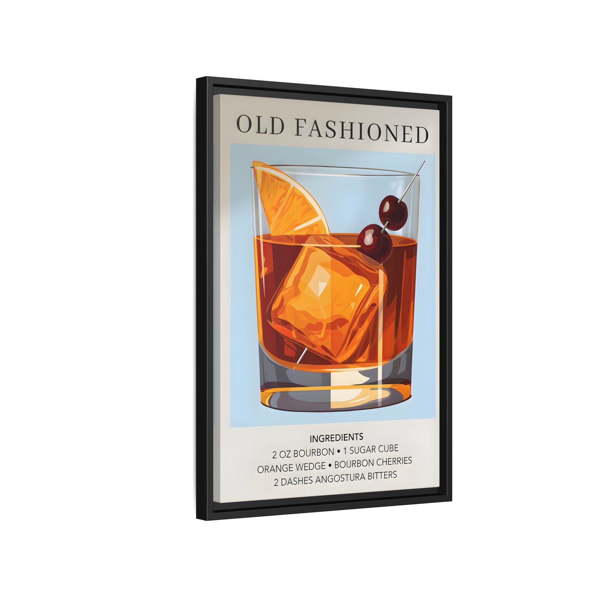 Old Fashioned Cocktail Canvas Print - Framed Wall Art for Home Bar Décor