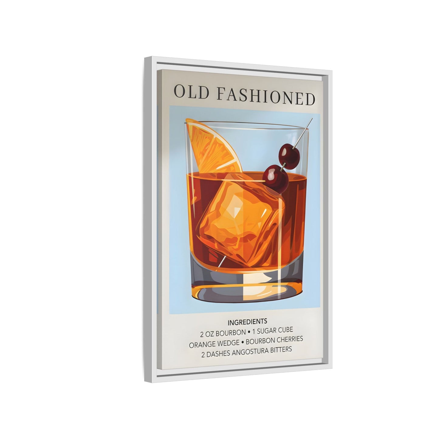 Old Fashioned Cocktail Canvas Print - Framed Wall Art for Home Bar Décor