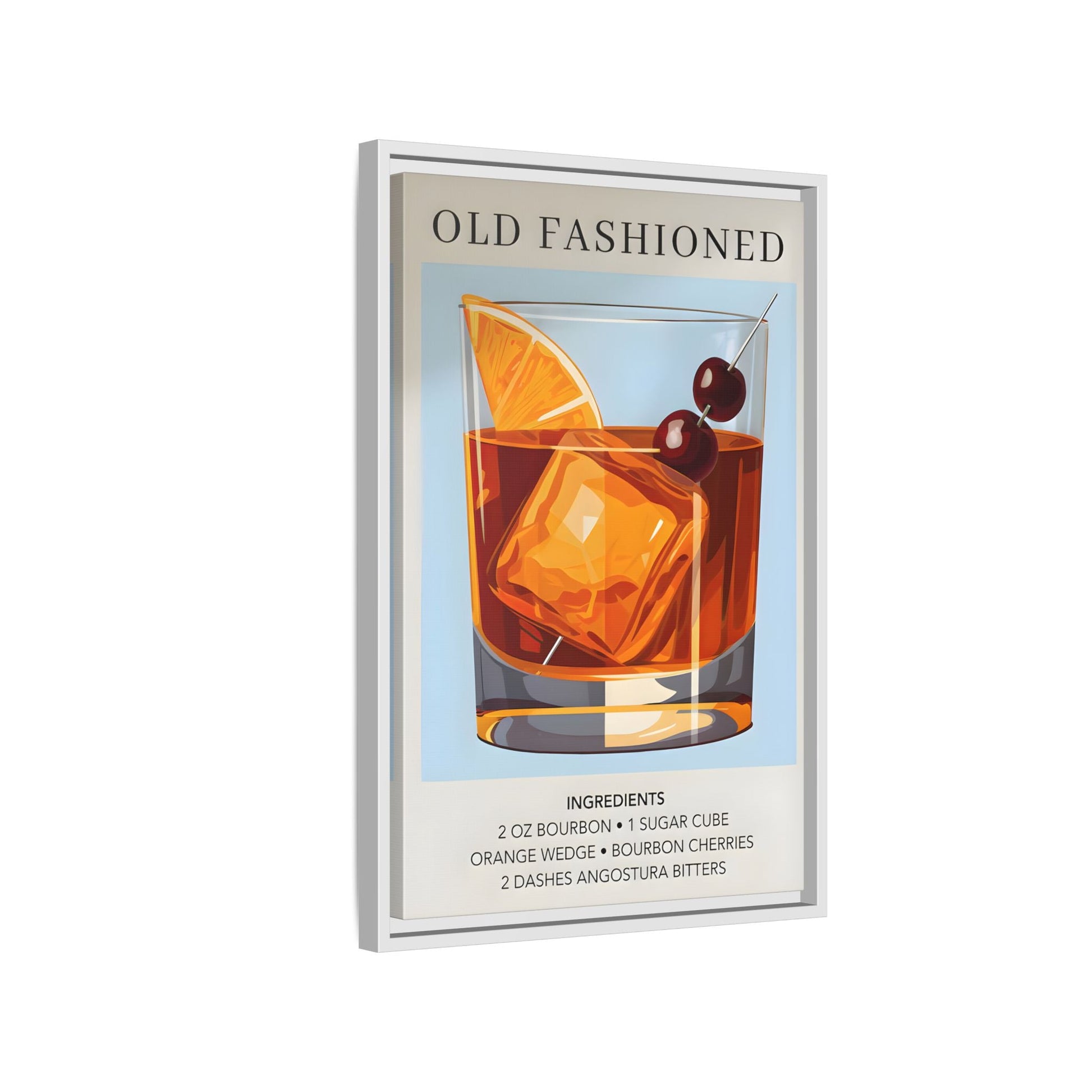 Old Fashioned Cocktail Canvas Print - Framed Wall Art for Home Bar Décor
