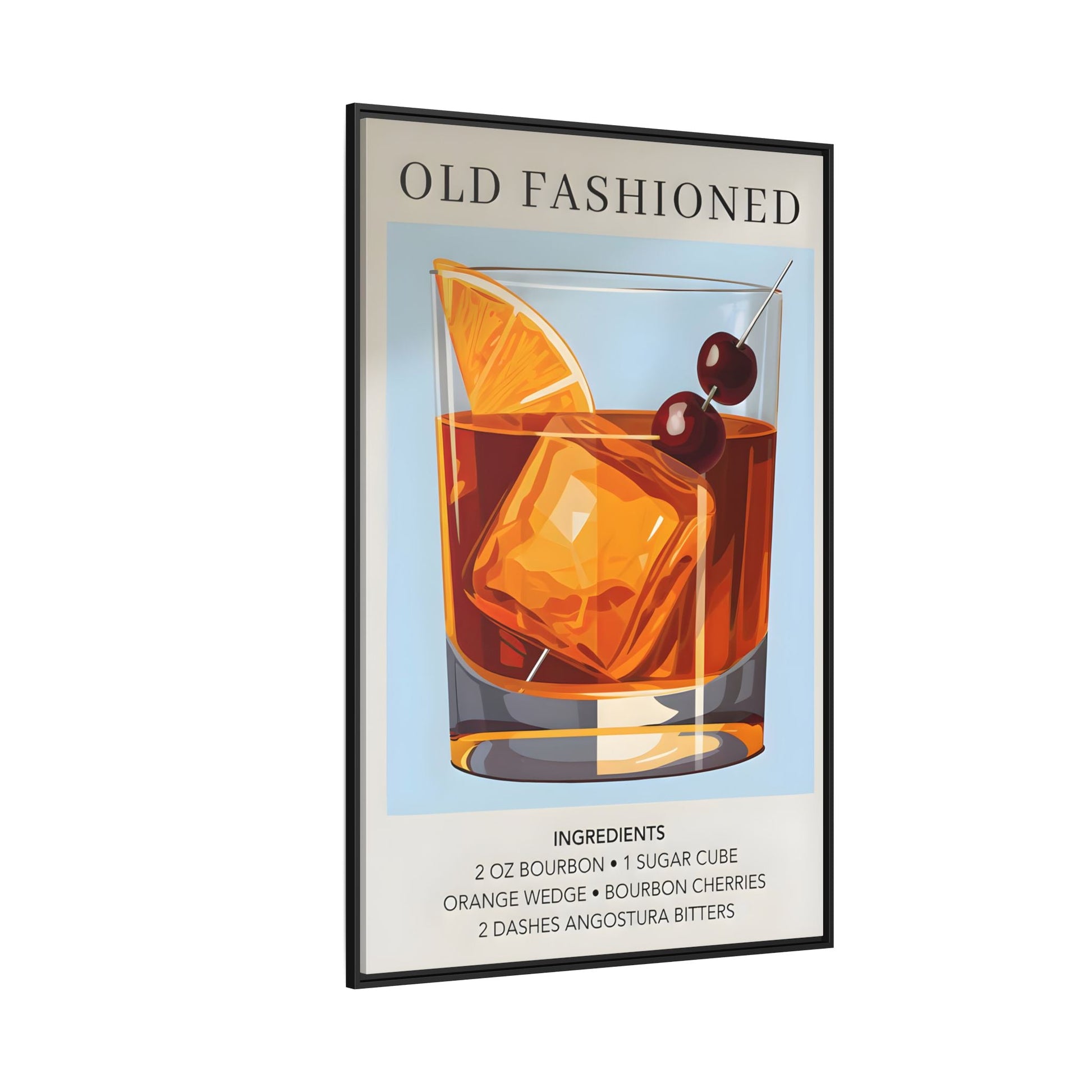 Old Fashioned Cocktail Canvas Print - Framed Wall Art for Home Bar Décor