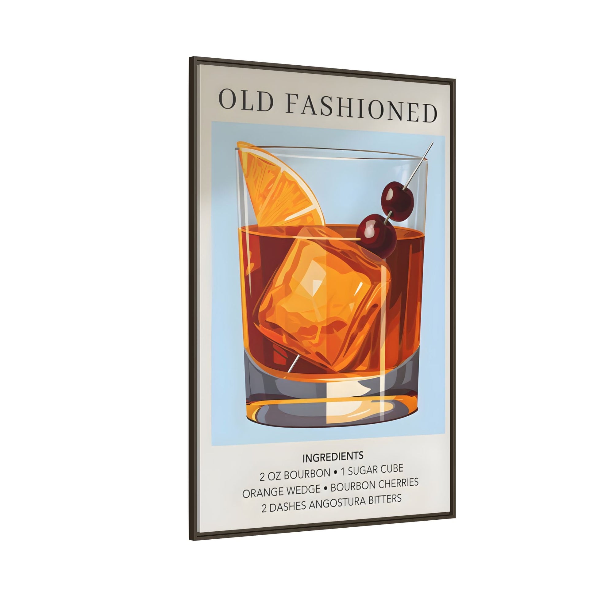 Old Fashioned Cocktail Canvas Print - Framed Wall Art for Home Bar Décor