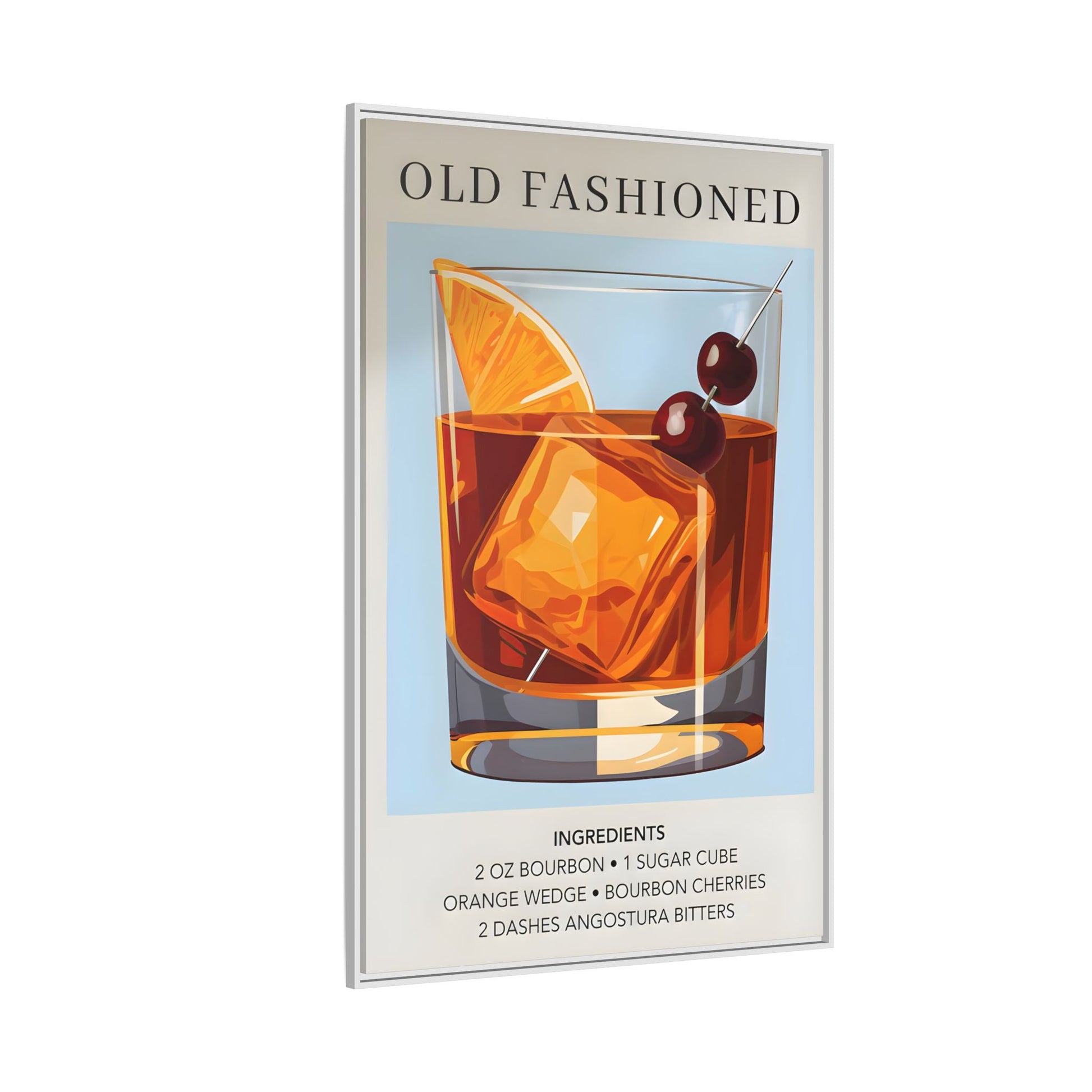 Old Fashioned Cocktail Canvas Print - Framed Wall Art for Home Bar Décor