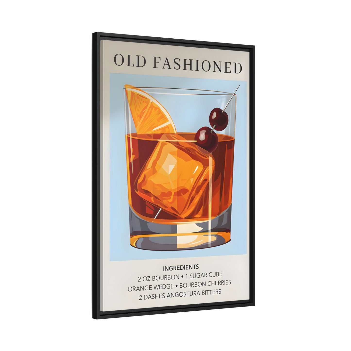 Old Fashioned Cocktail Canvas Print - Framed Wall Art for Home Bar Décor