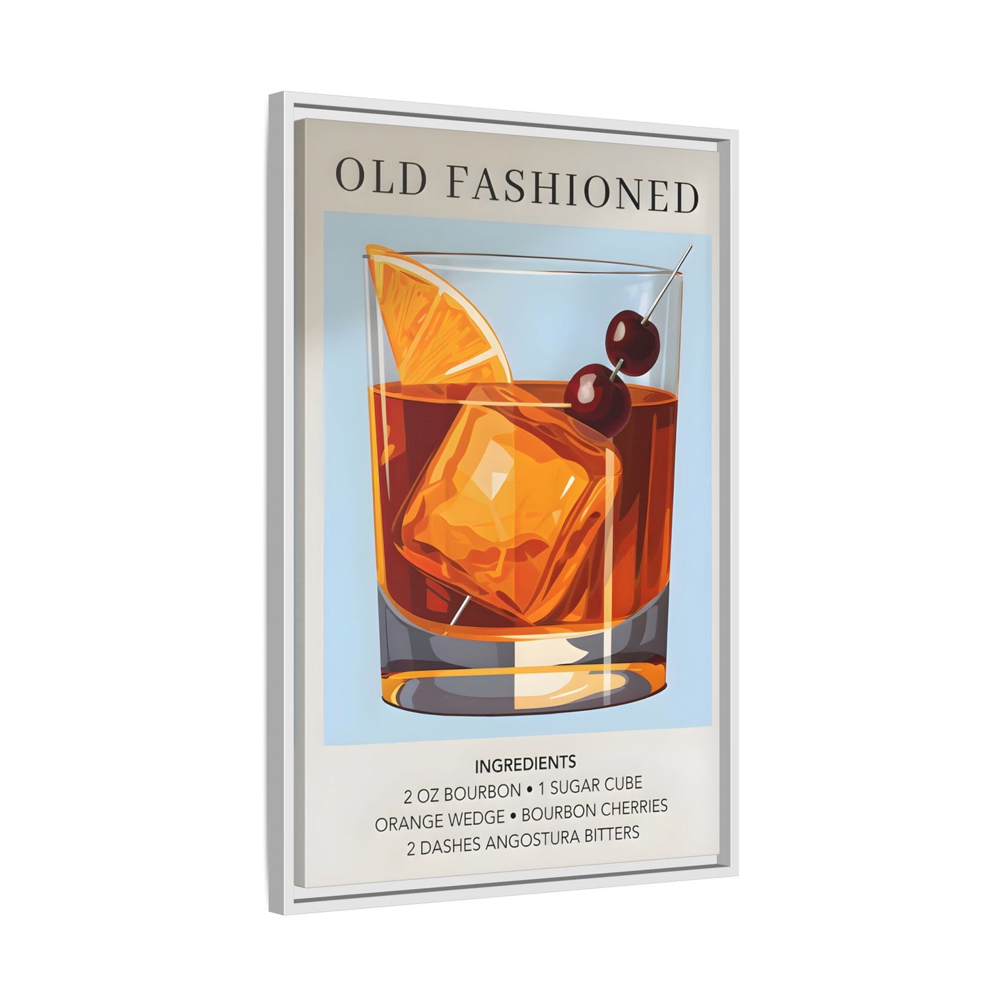 Old Fashioned Cocktail Canvas Print - Framed Wall Art for Home Bar Décor