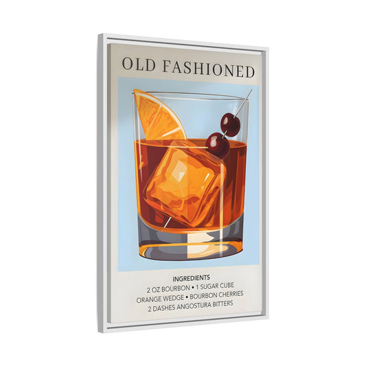Old Fashioned Cocktail Canvas Print - Framed Wall Art for Home Bar Décor