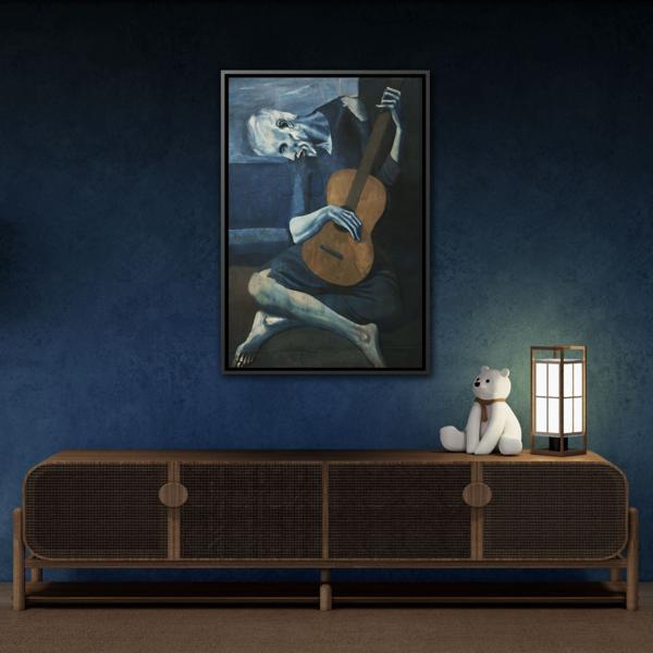 Old Guitarist Wall Art - Framed Picasso Canvas Print