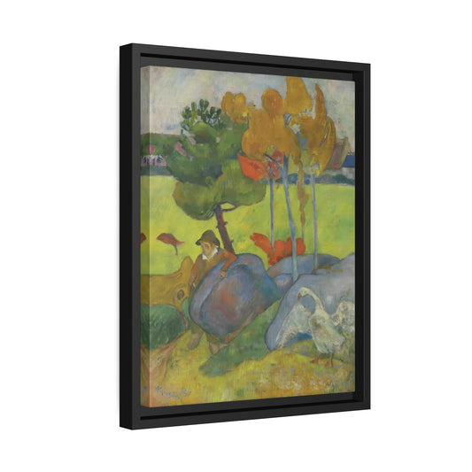 Paul Gauguin Little Breton with Goose - Framed Canvas Art Reproduction