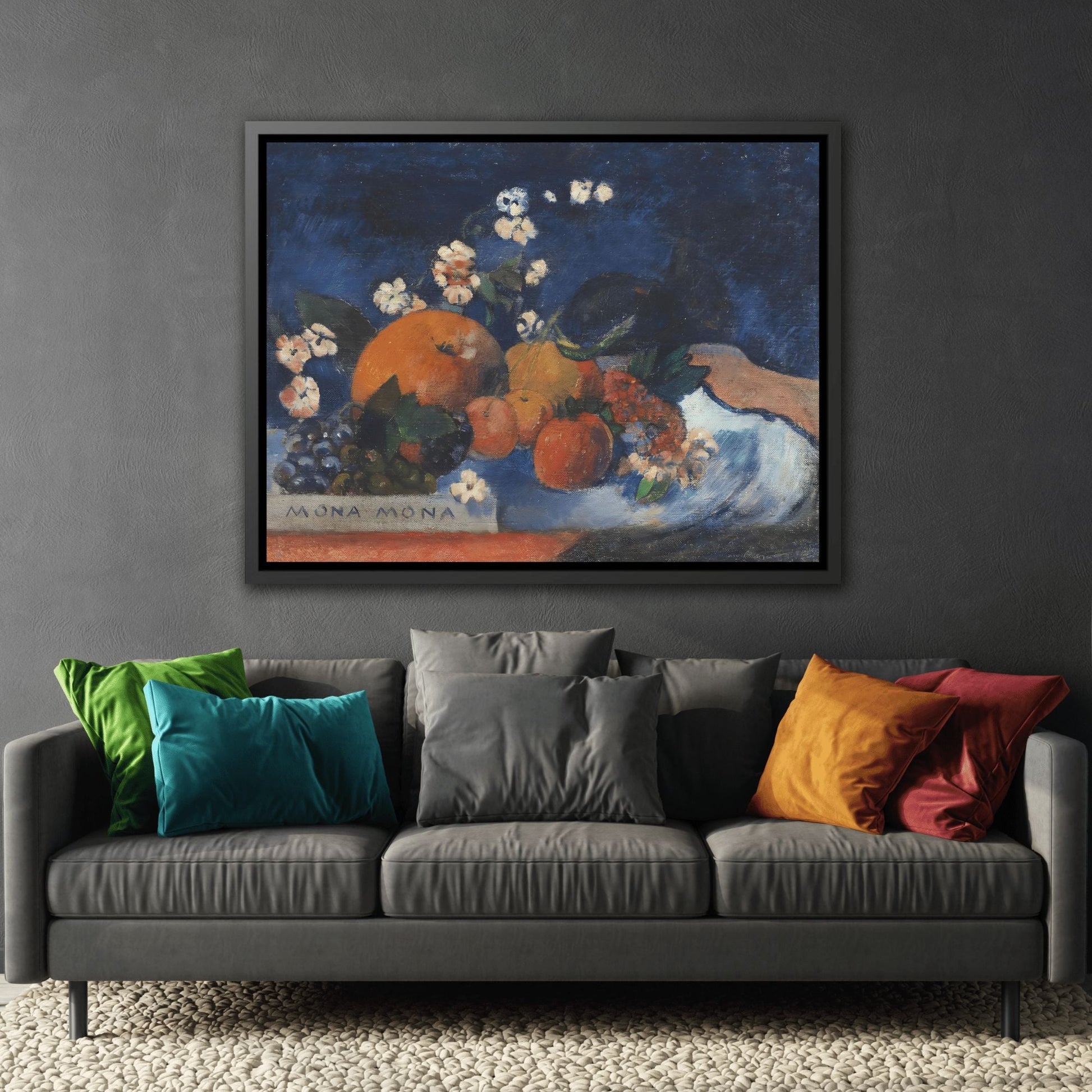 Paul Gauguin Mona Mona Tasty - Framed Fruits Flowers Canvas Wall Art Reproduction Print