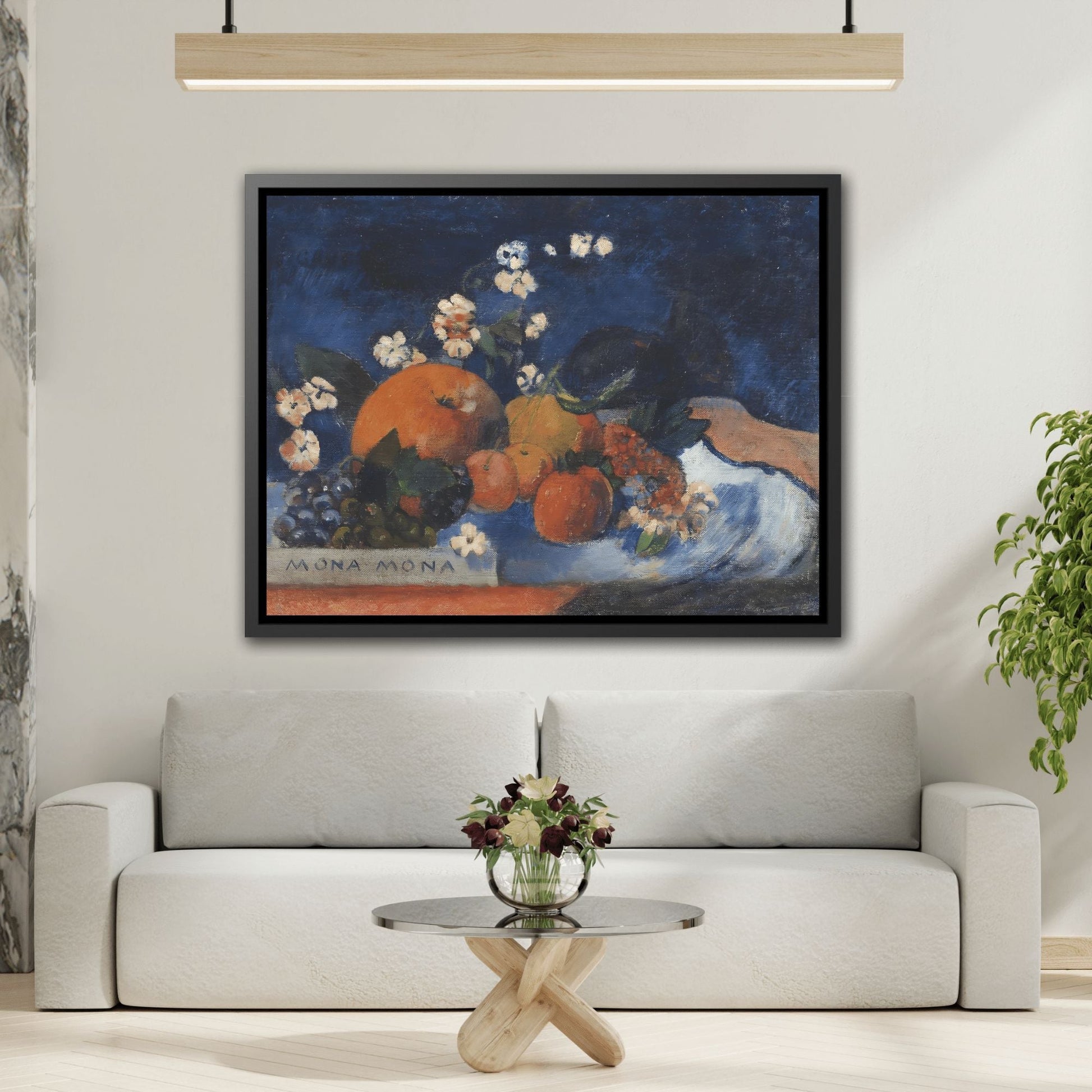 Paul Gauguin Mona Mona Tasty - Framed Fruits Flowers Canvas Wall Art Reproduction Print