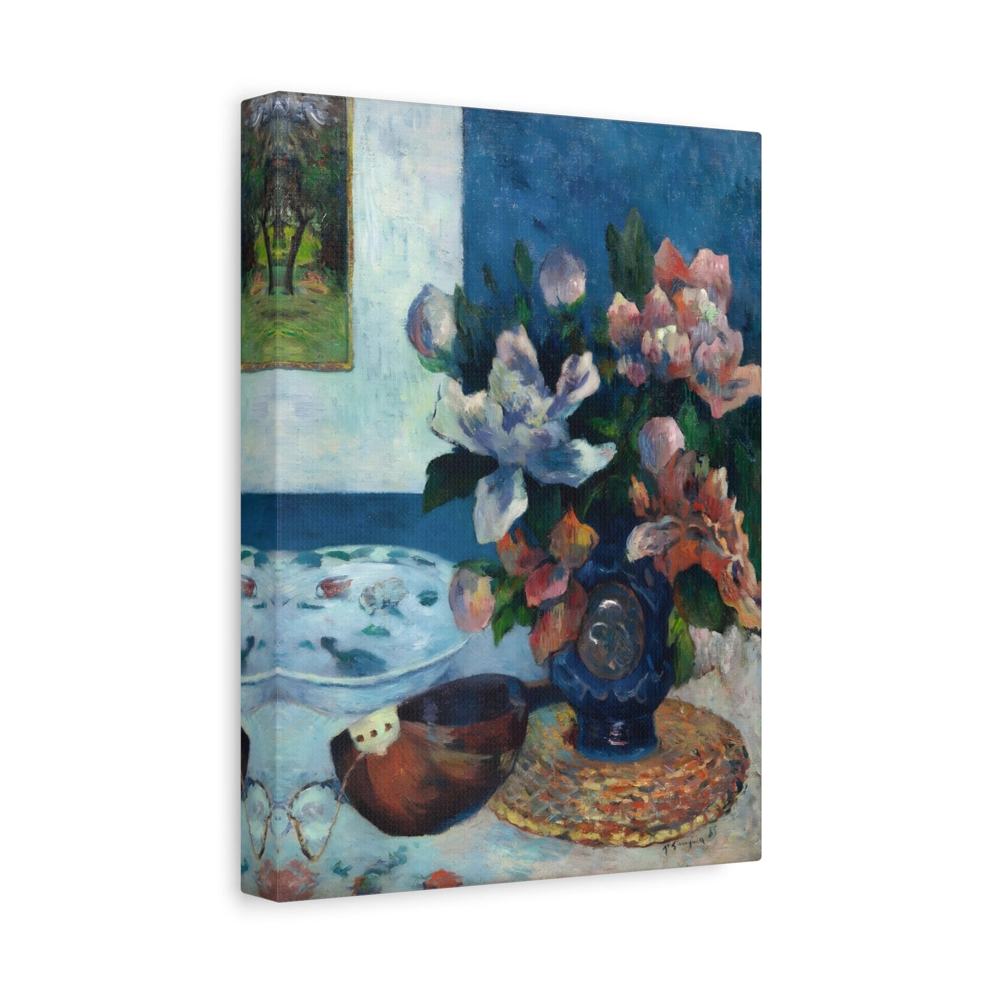 Paul Gauguin Still Life Chinese Peonies Mandolin - Canvas Wall Art Print