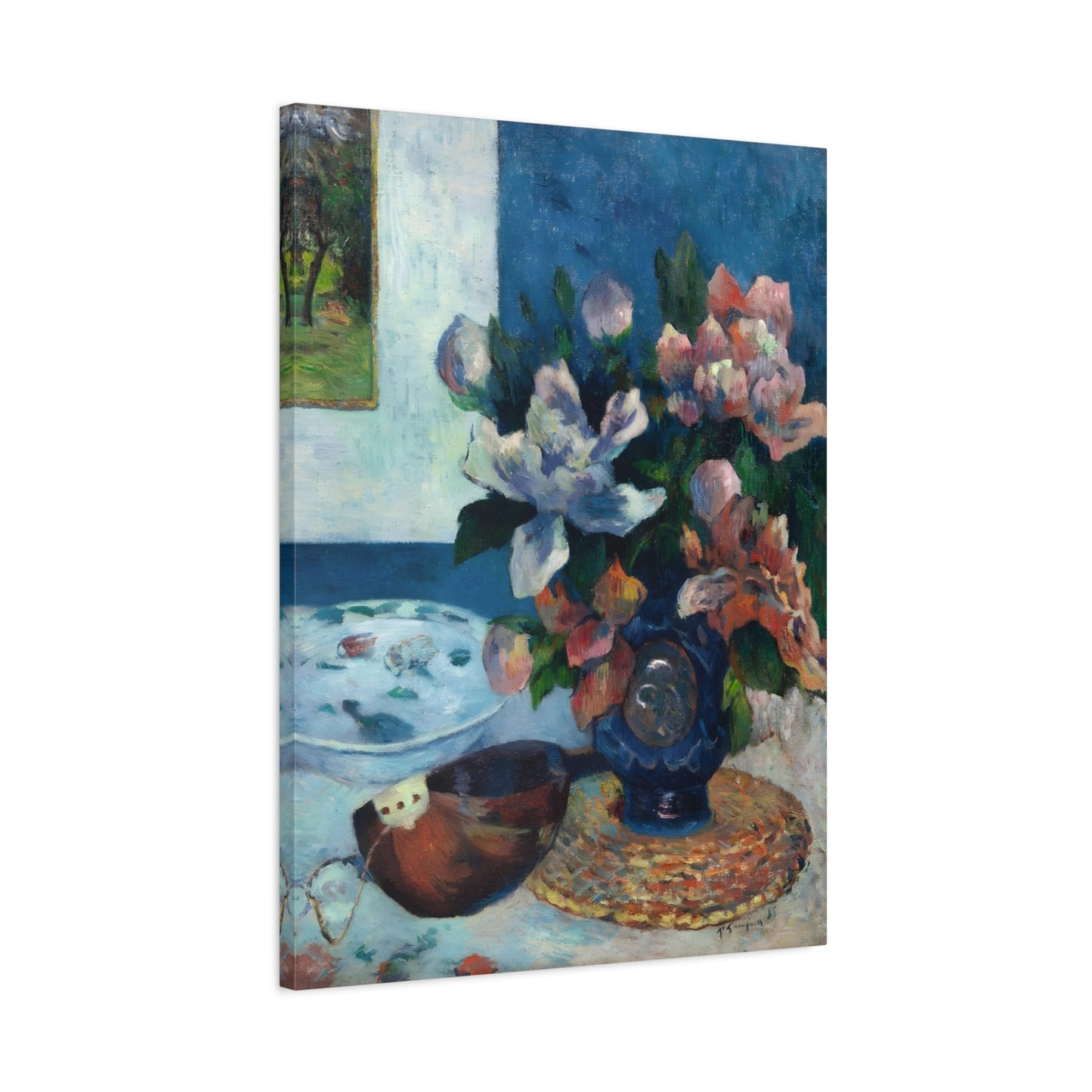 Paul Gauguin Still Life Chinese Peonies Mandolin - Canvas Wall Art Print