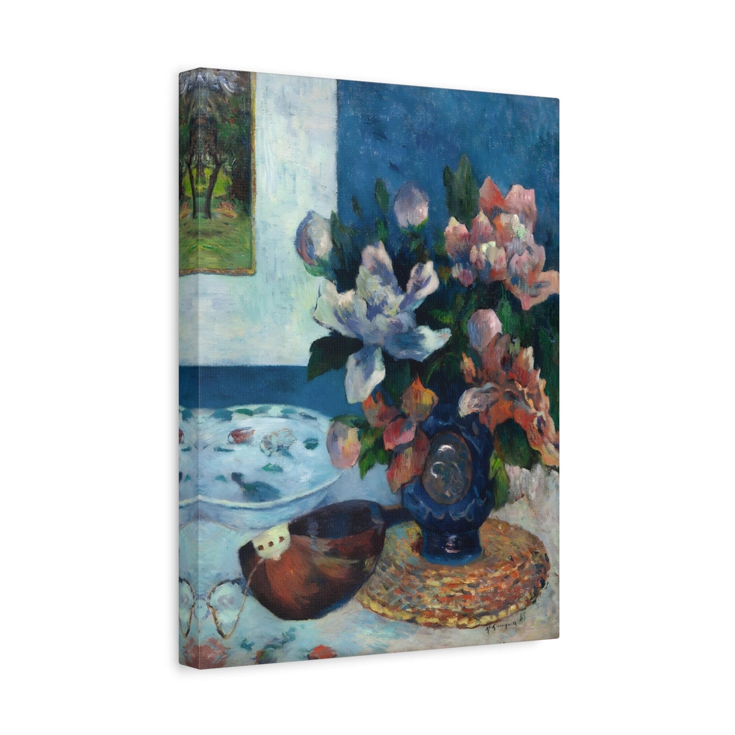 Paul Gauguin Still Life Chinese Peonies Mandolin - Canvas Wall Art Print