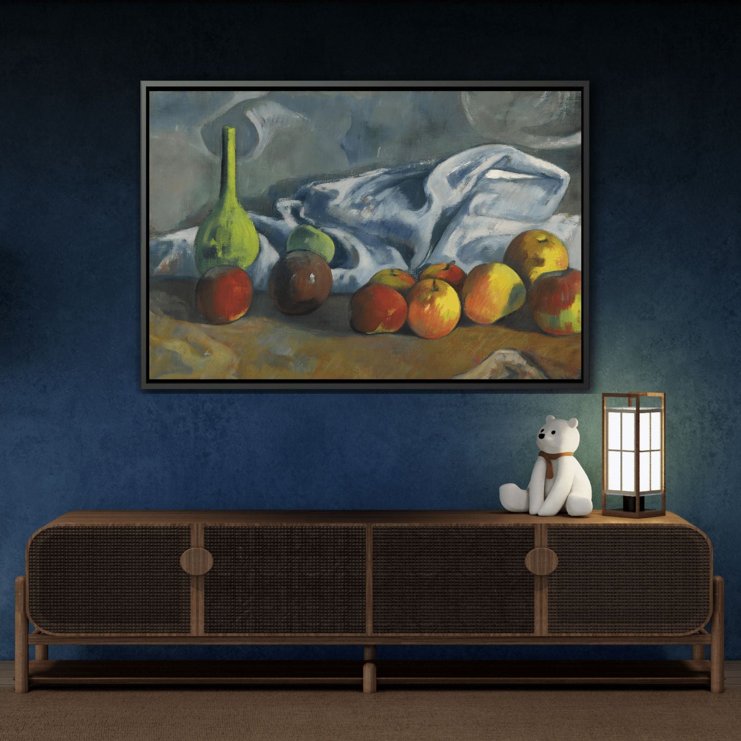 Paul Gauguin Still Life with Apples - Framed Canvas Wall Art Print in Black Frame