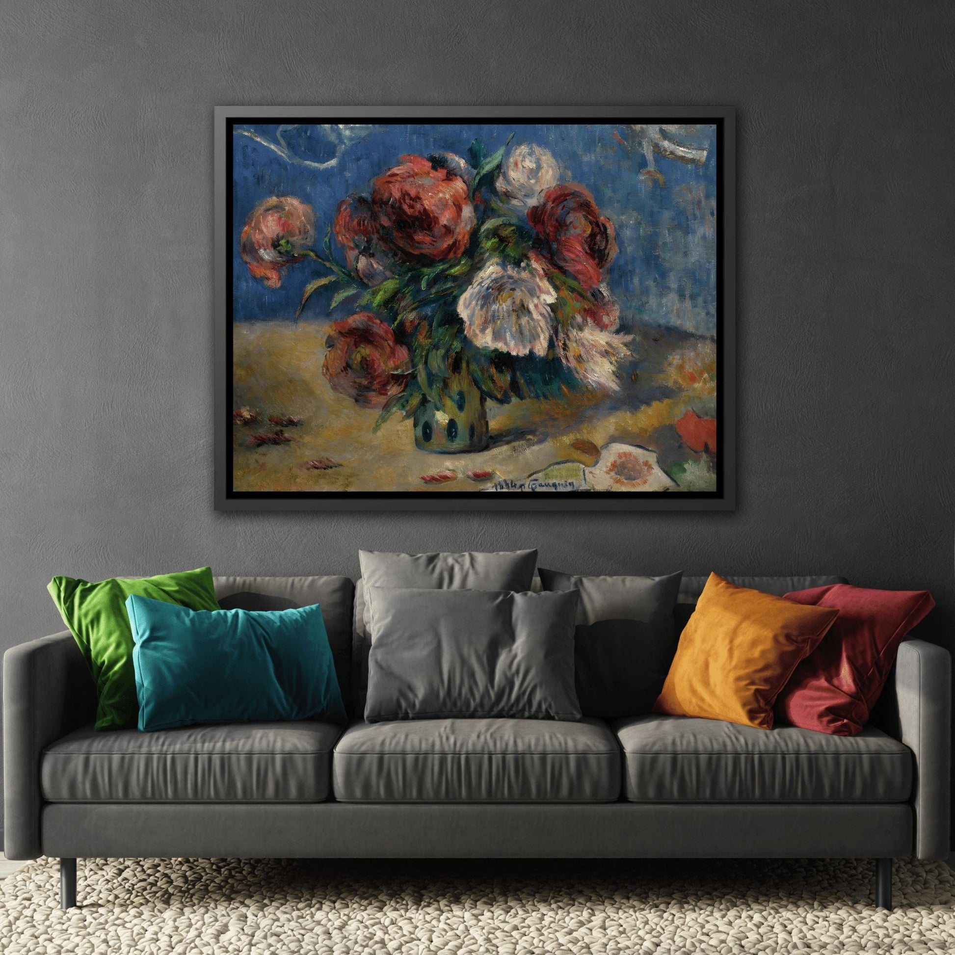 Paul Gauguin The Peonies II - Framed Impressionist Floral Flowers Canvas Art Reproduction