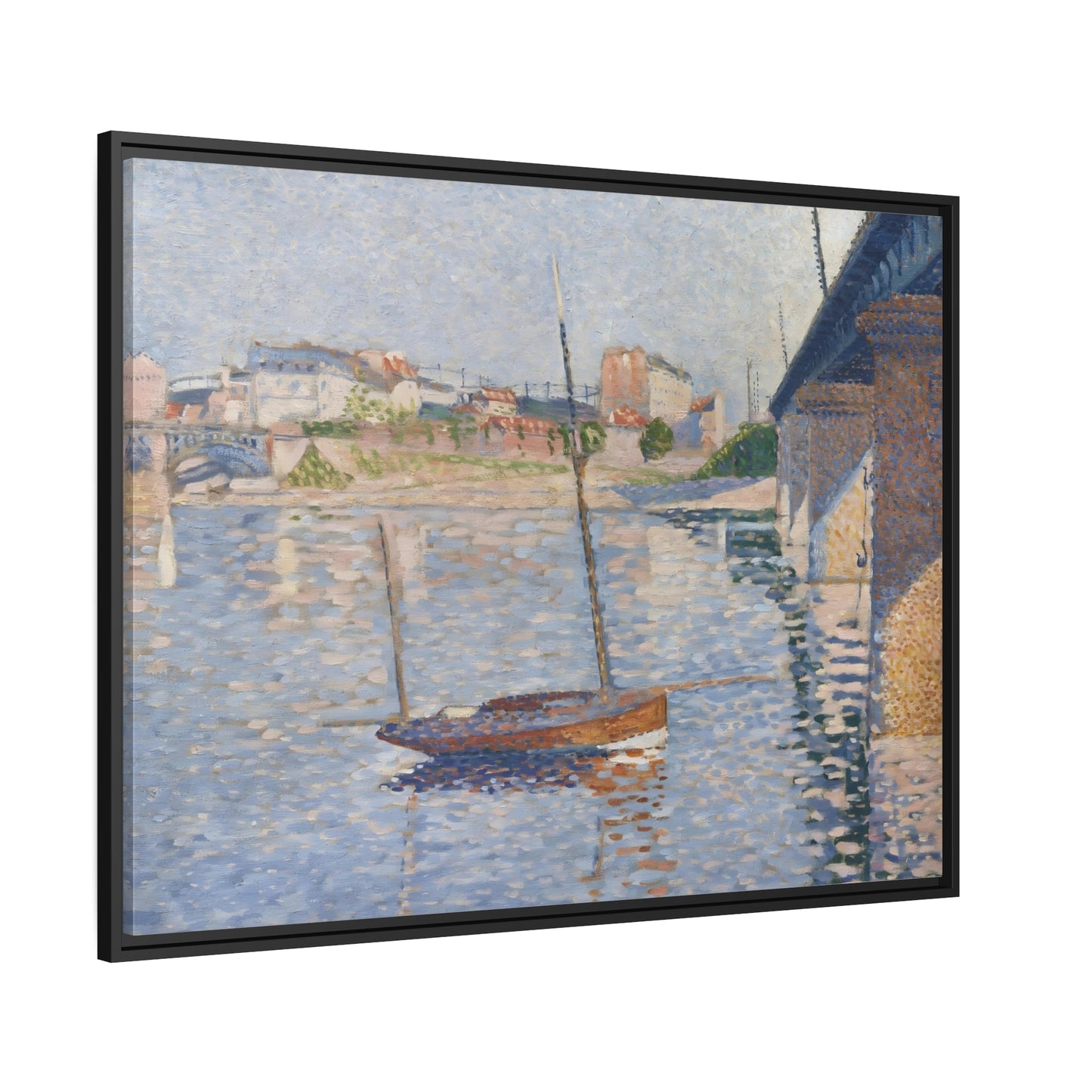 Paul Signac Clipper Boat - Framed Canvas Wall Art Print in Black Pinewood Frame