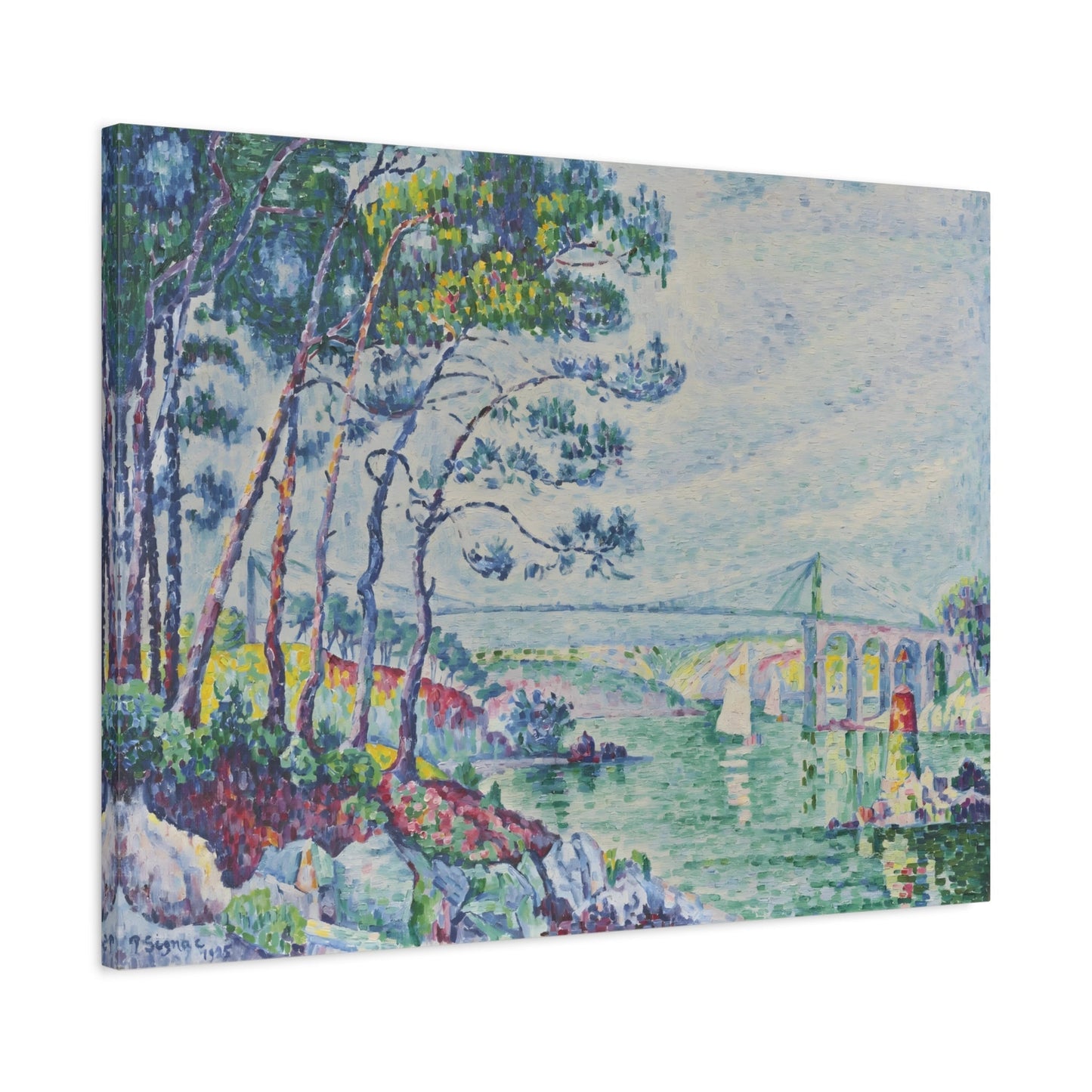 Paul Signac Lezardrieux Bridge - Canvas Wall Art Print Reproduction