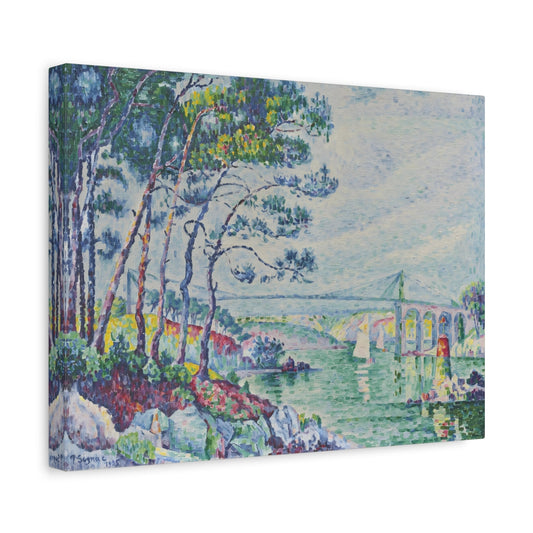 Paul Signac Lezardrieux Bridge - Canvas Wall Art Print Reproduction