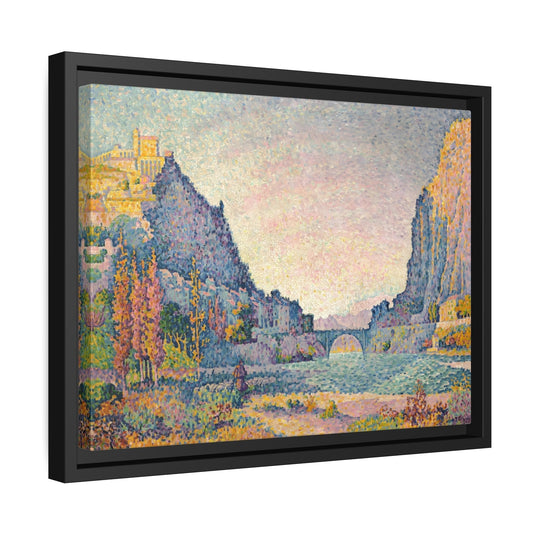 Paul Signac Sisteron - Framed Canvas Wall Art Print in Black Pinewood Frame