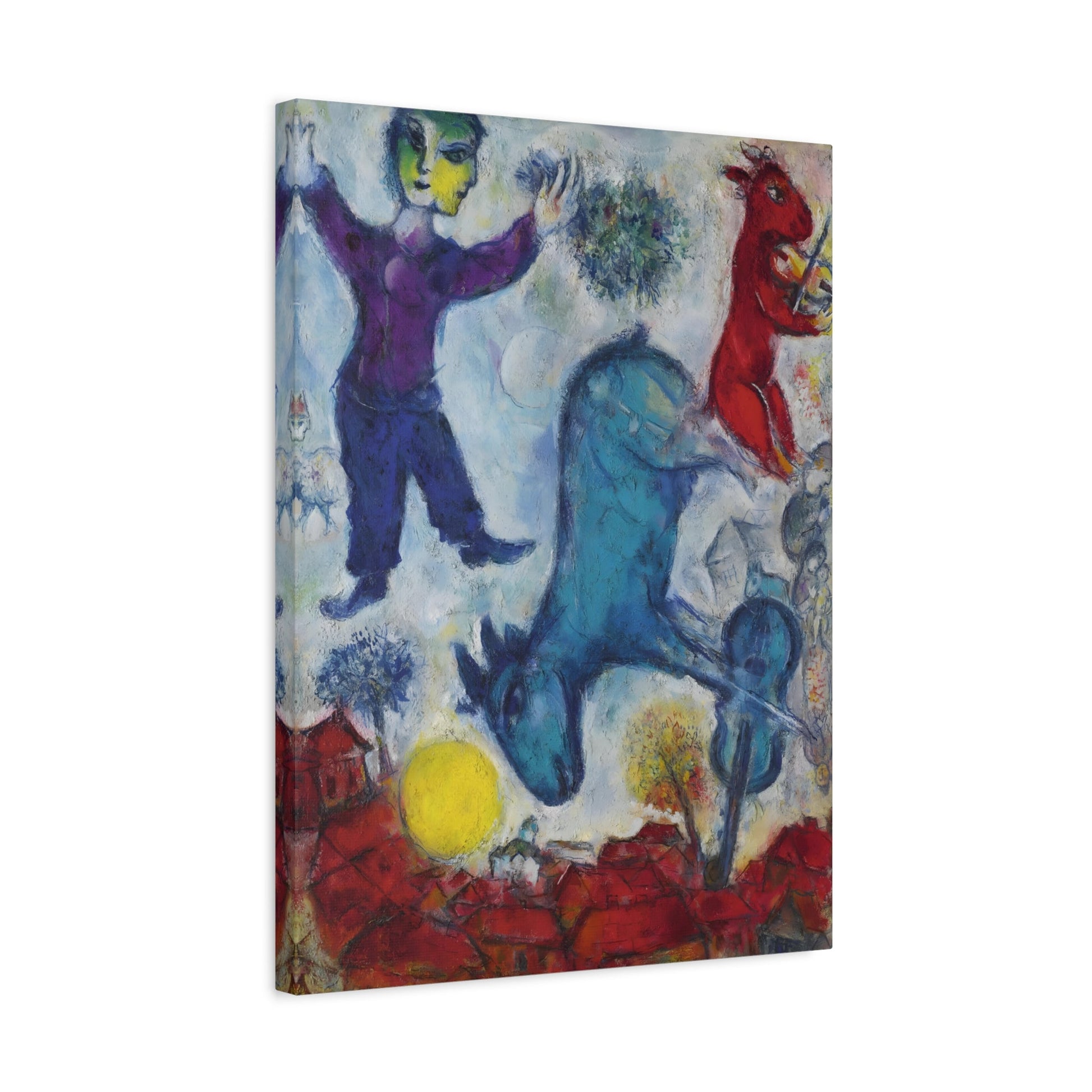 Peasant Canvas Wall Art - Framed Chagall Reproduction of Famous Artwork